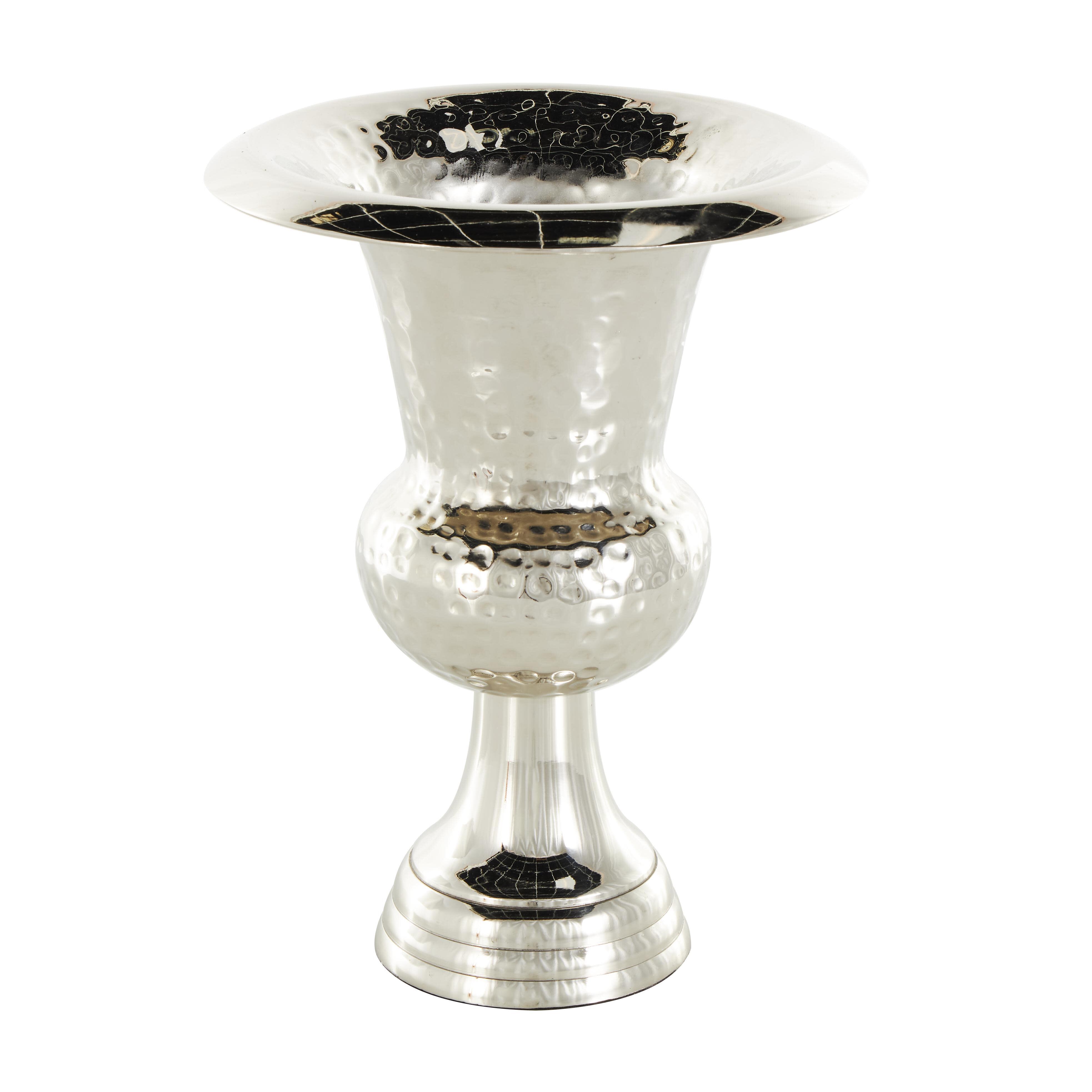 Bayberry Lane Goblet Inspired Hammered Vase, Silver, large