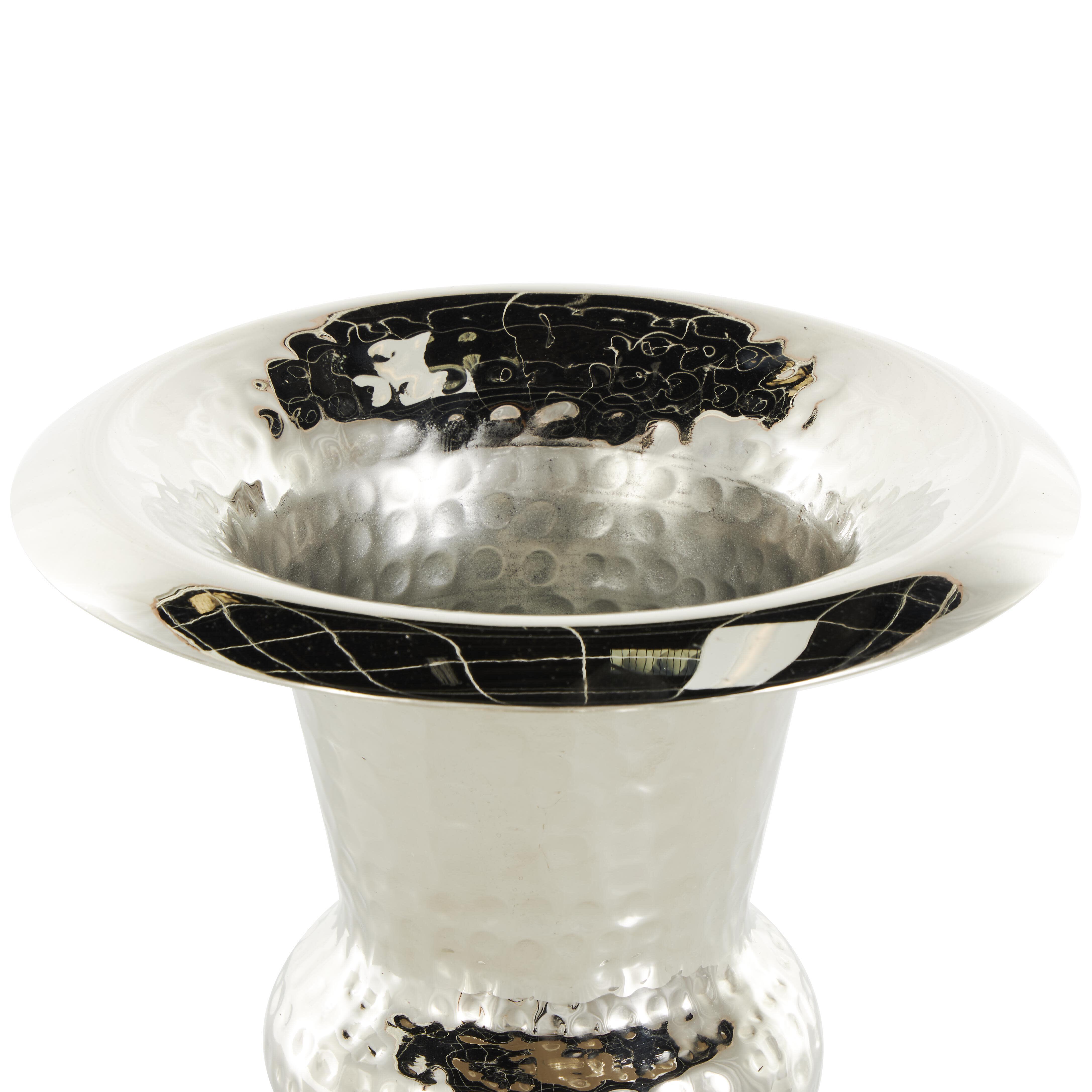 Bayberry Lane Goblet Inspired Hammered Vase, Silver, large