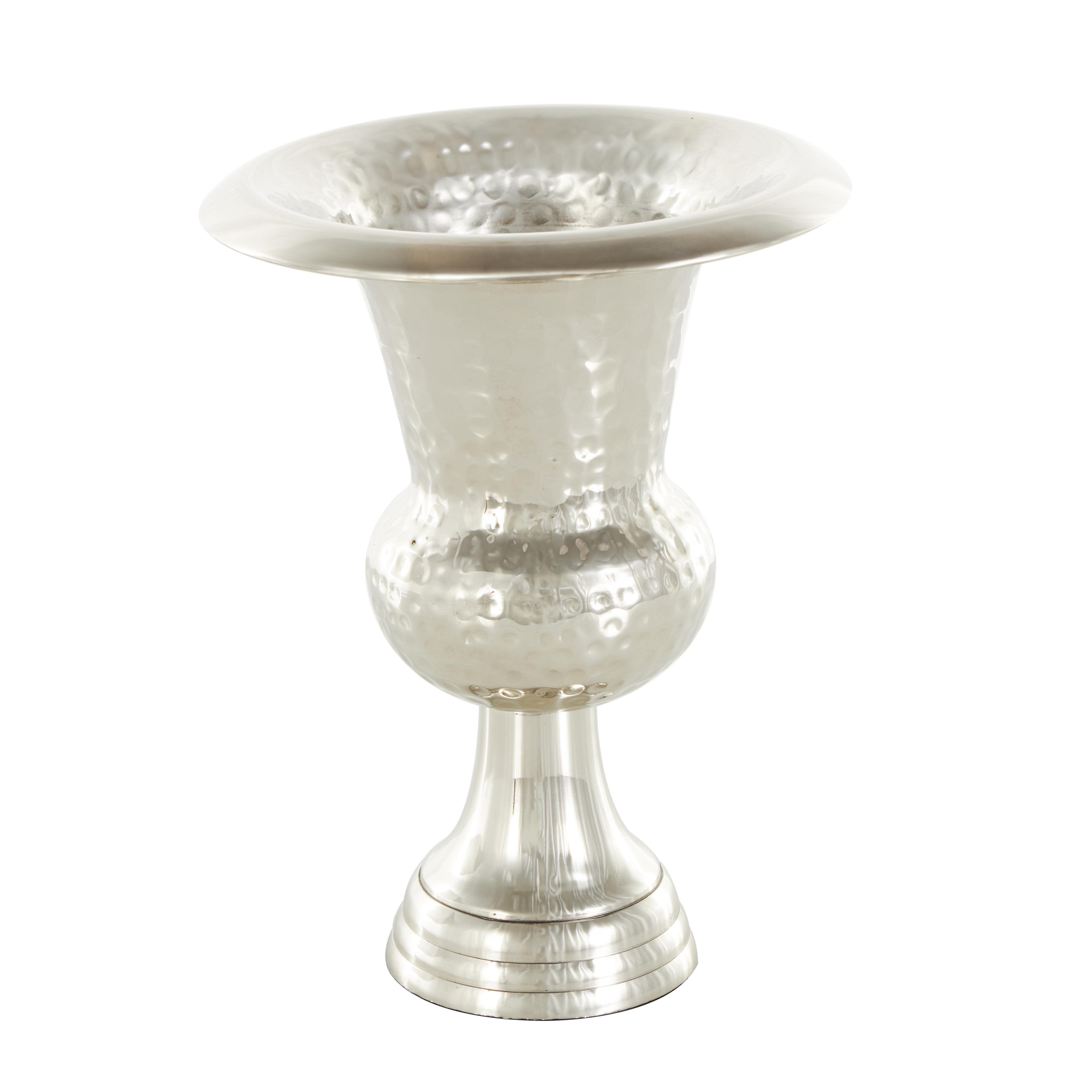 Bayberry Lane Goblet Inspired Hammered Vase, Silver, large