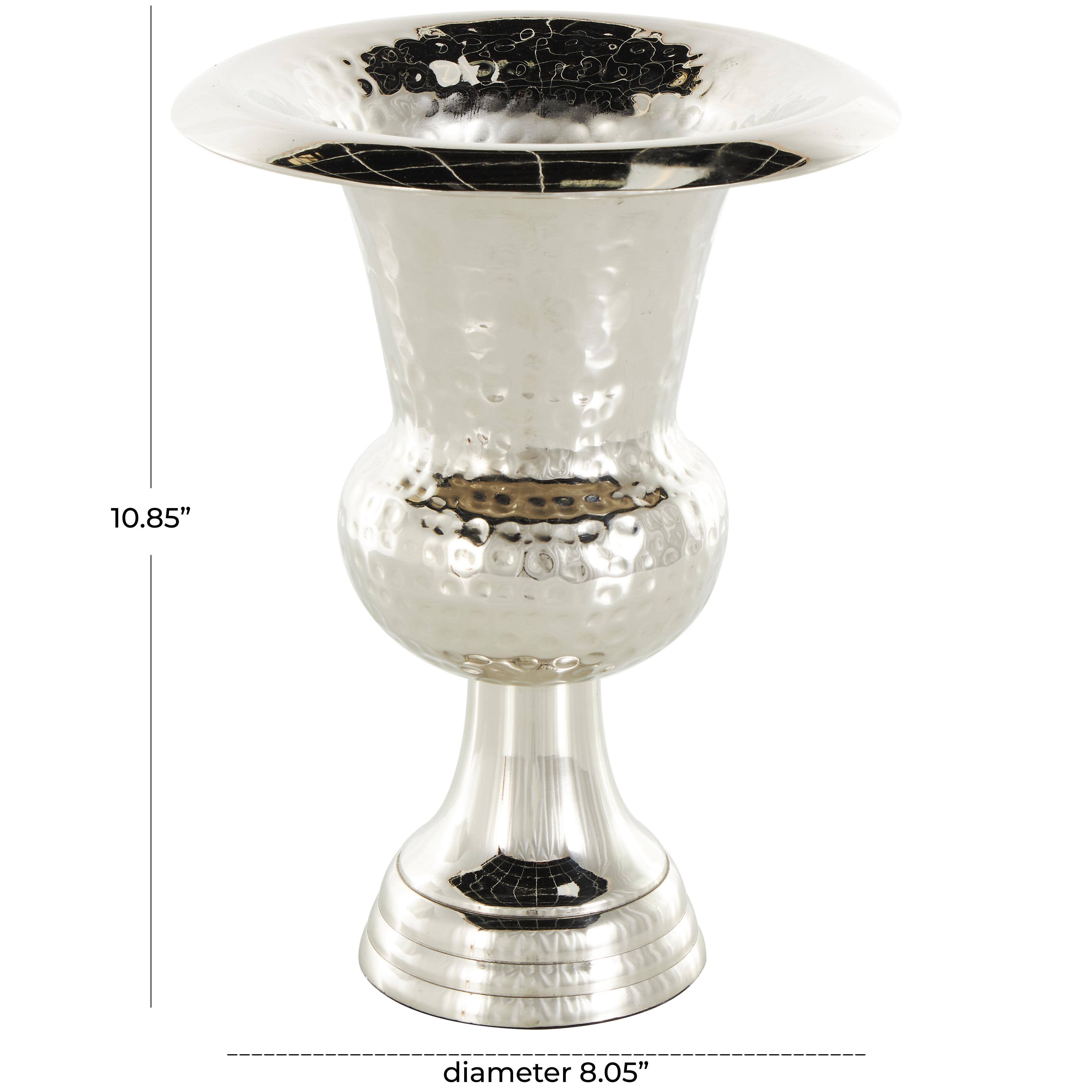 Bayberry Lane Goblet Inspired Hammered Vase, Silver, large