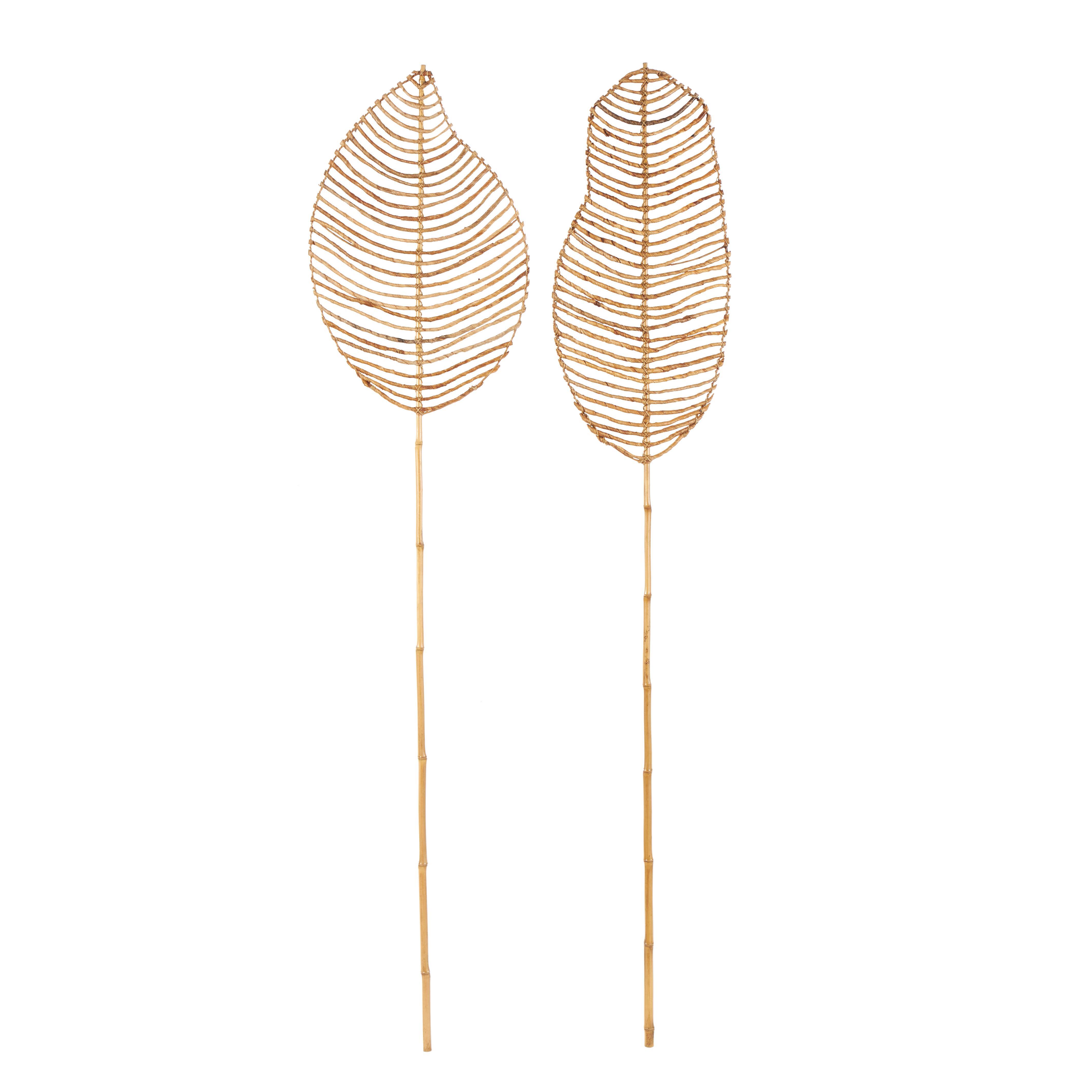 Bayberry Lane Bamboo Leaf Handmade Tall Natural Foliage Set of 2, , large