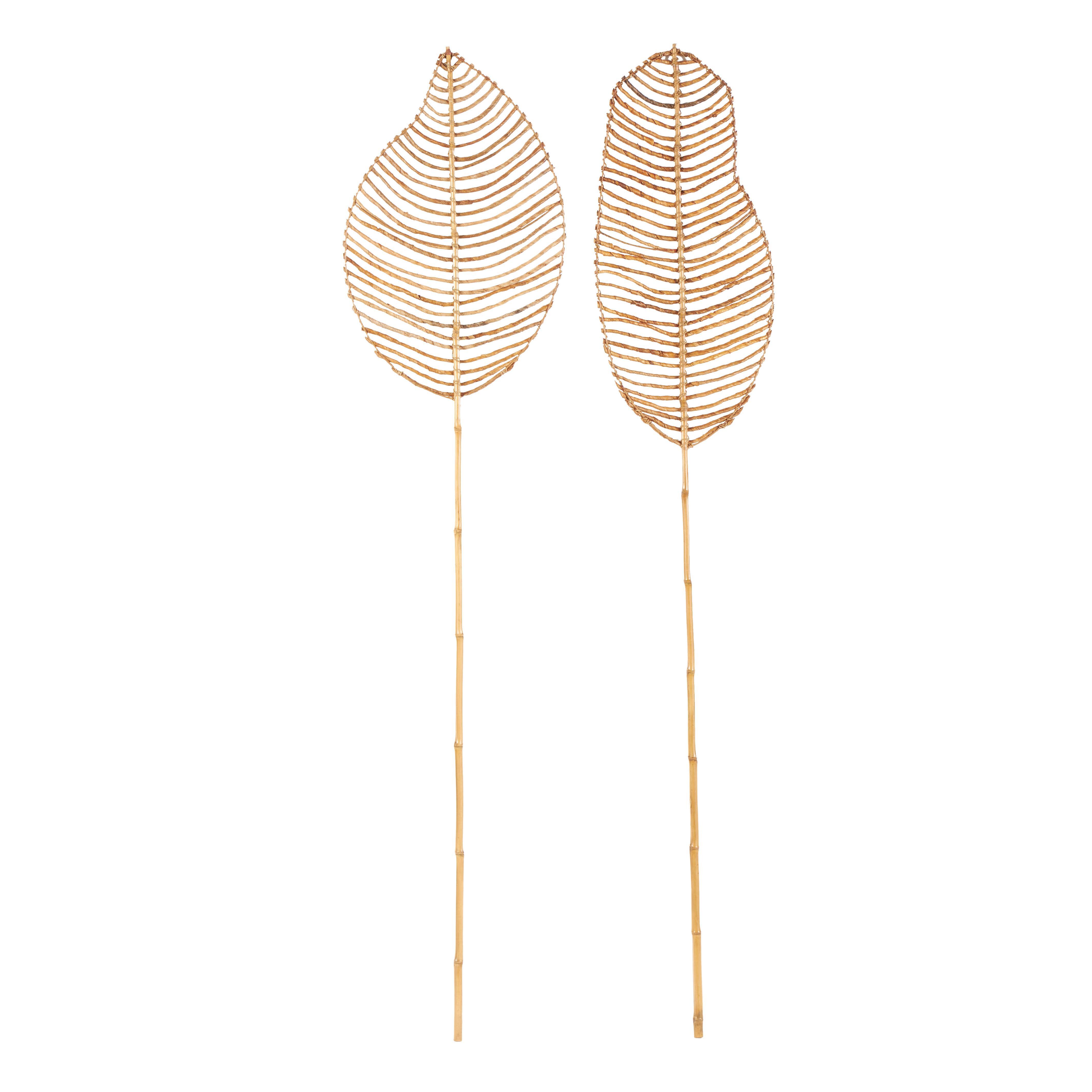 Bayberry Lane Bamboo Leaf Handmade Tall Natural Foliage Set of 2, , large