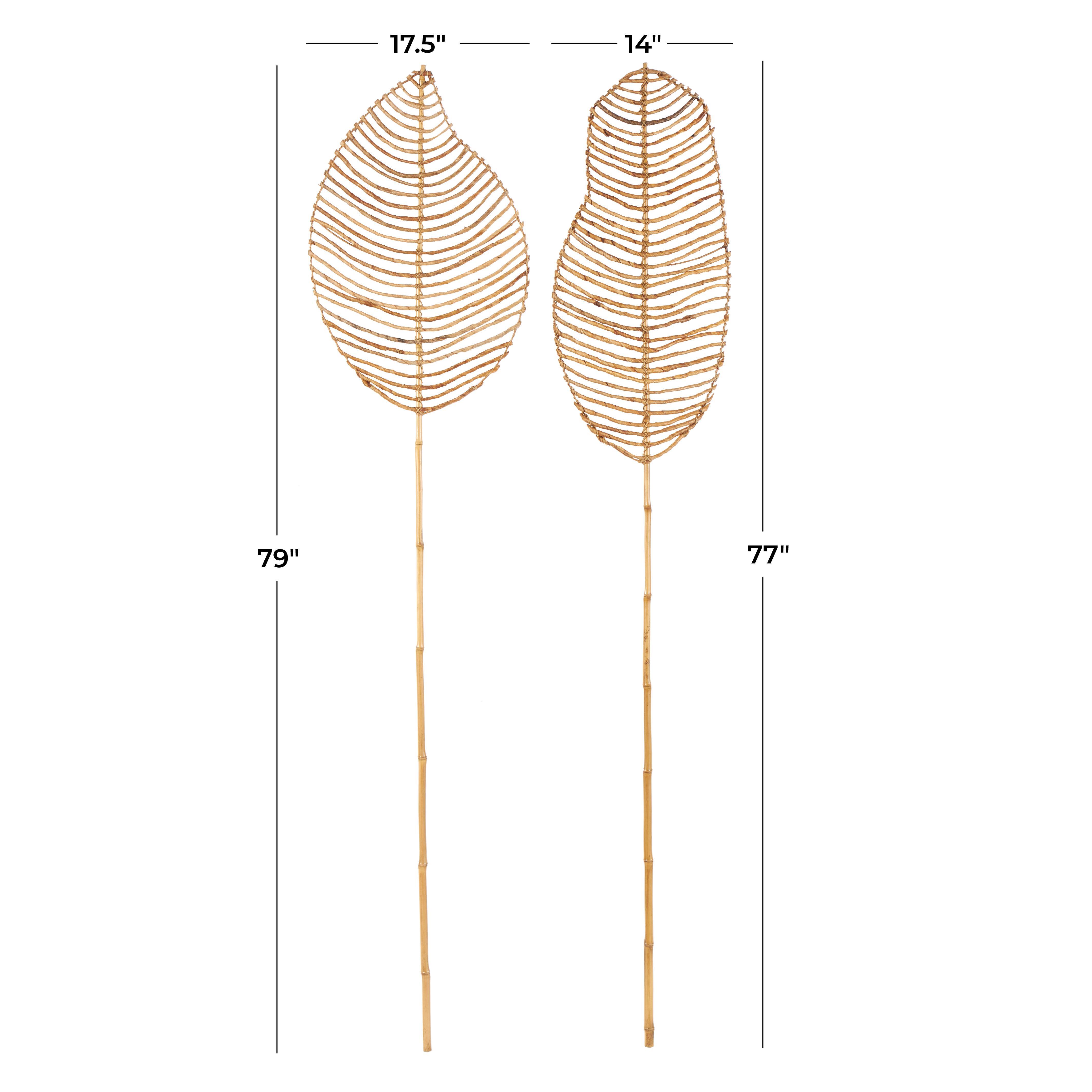 Bayberry Lane Bamboo Leaf Handmade Tall Natural Foliage Set of 2, , large