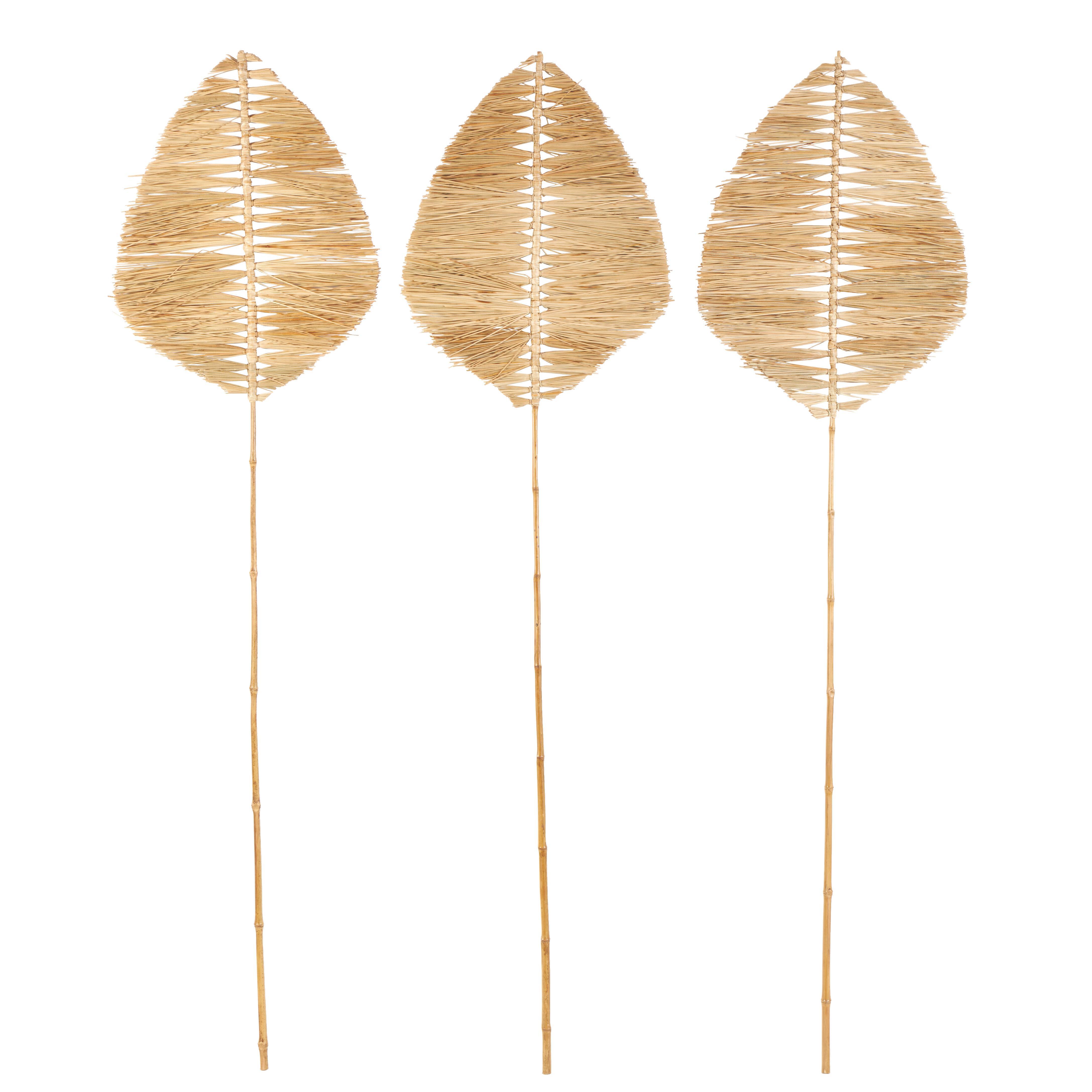 Bayberry Lane Bamboo Leaf Handmade Tassel Natural Foliage Set of 3, , large