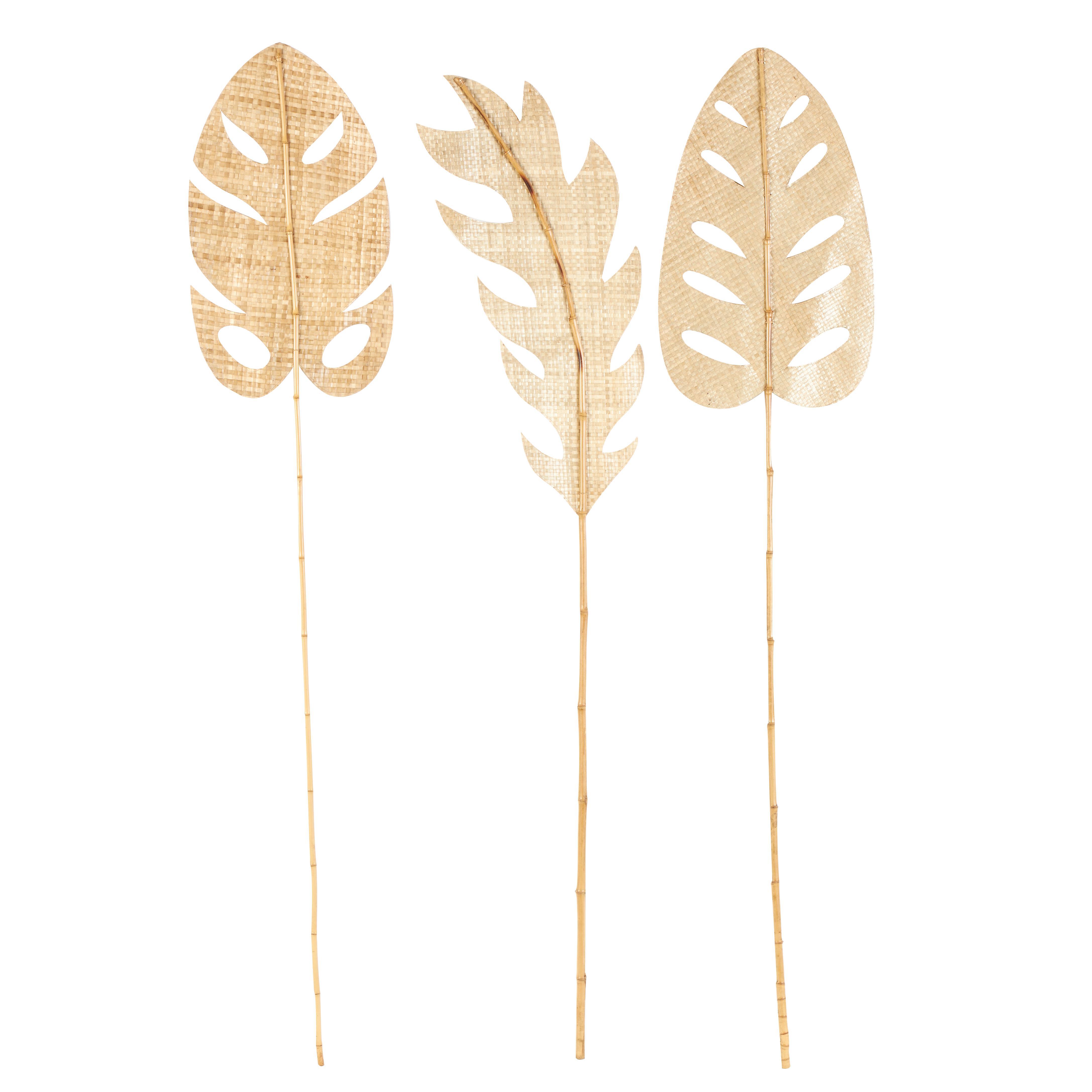 Bayberry Lane Bamboo Leaf Handmade Woven Natural Foliage Set of 3, , large