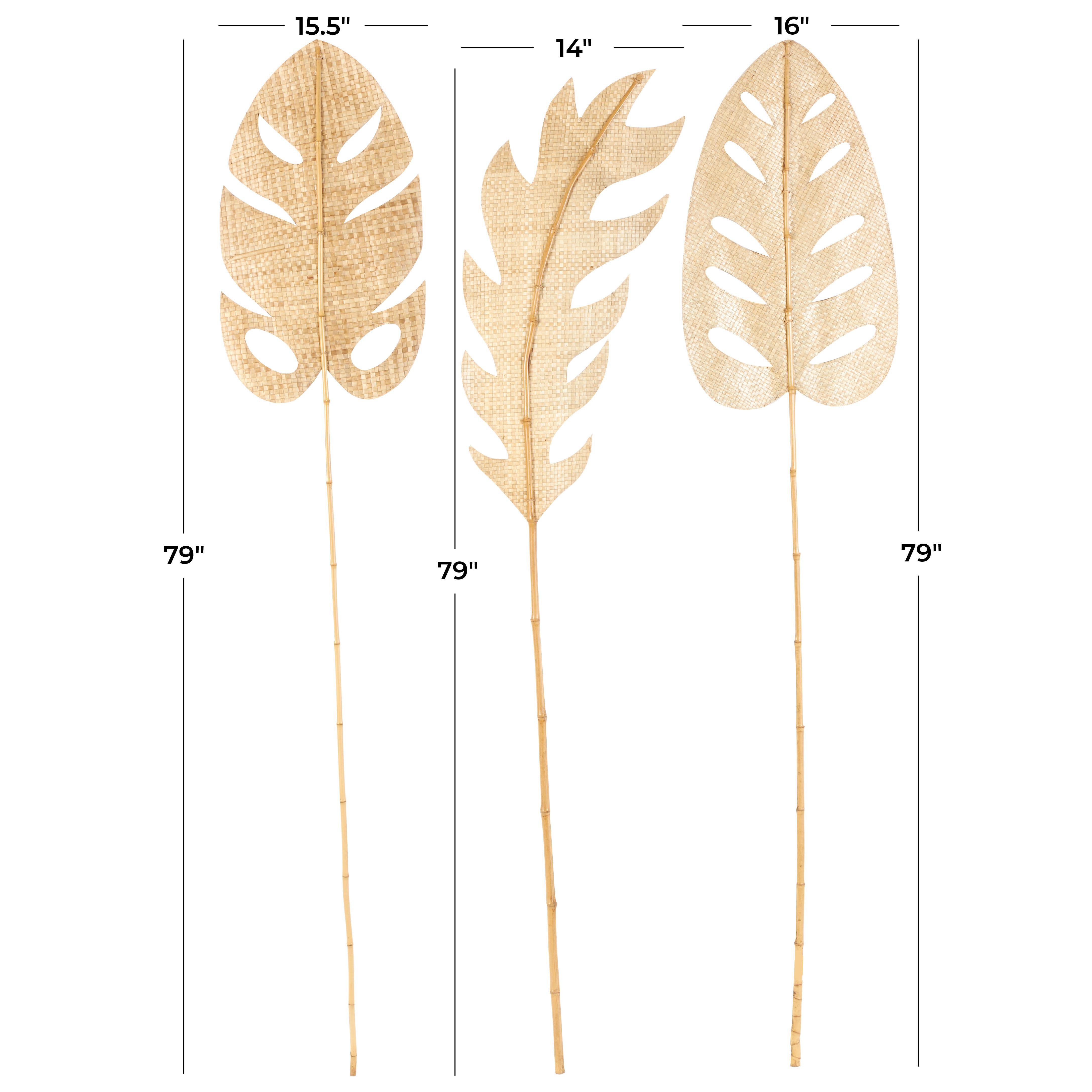 Bayberry Lane Bamboo Leaf Handmade Woven Natural Foliage Set of 3, , large