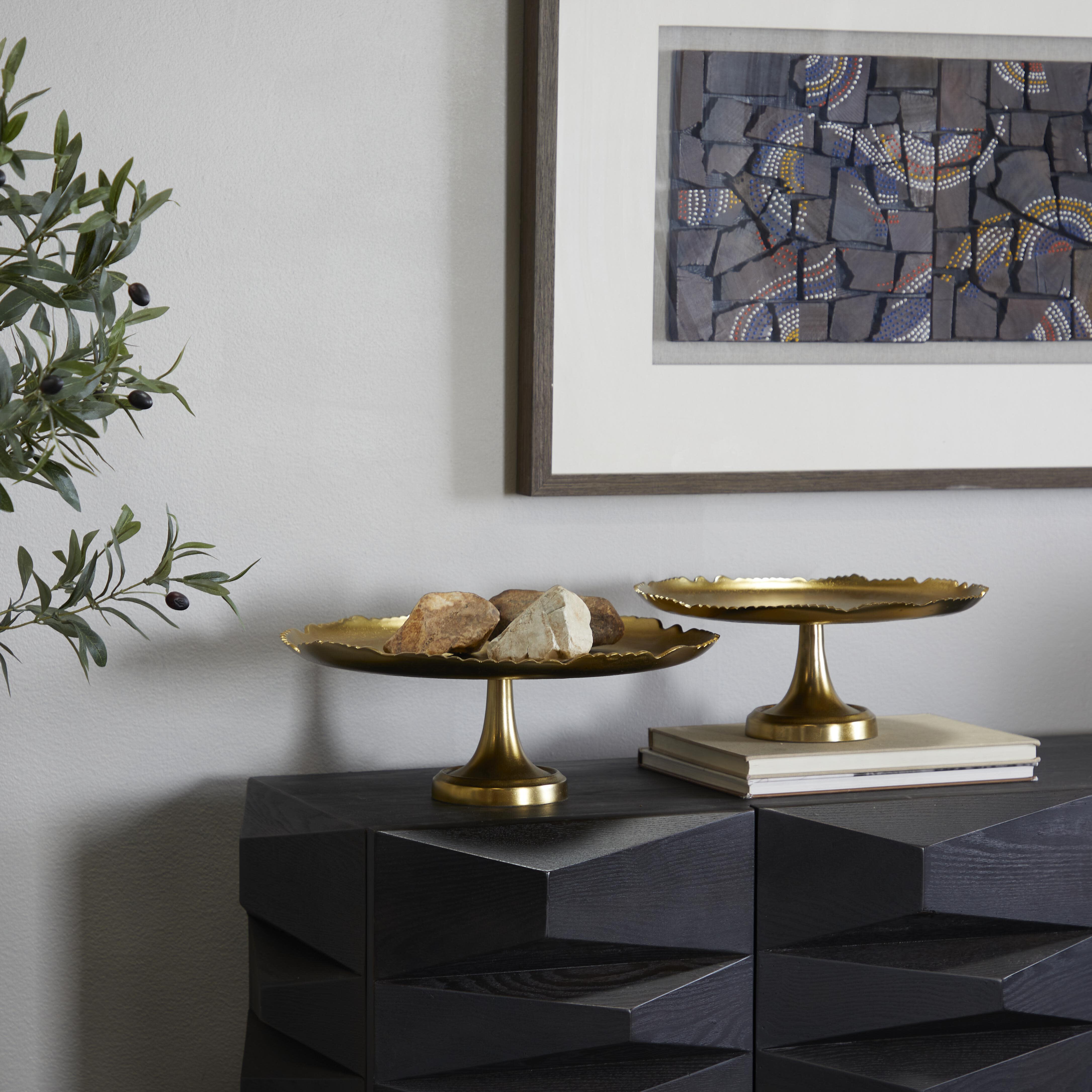 CosmoLiving by Cosmopolitan Cake Stand with Pedestal Base, Gold, rollover