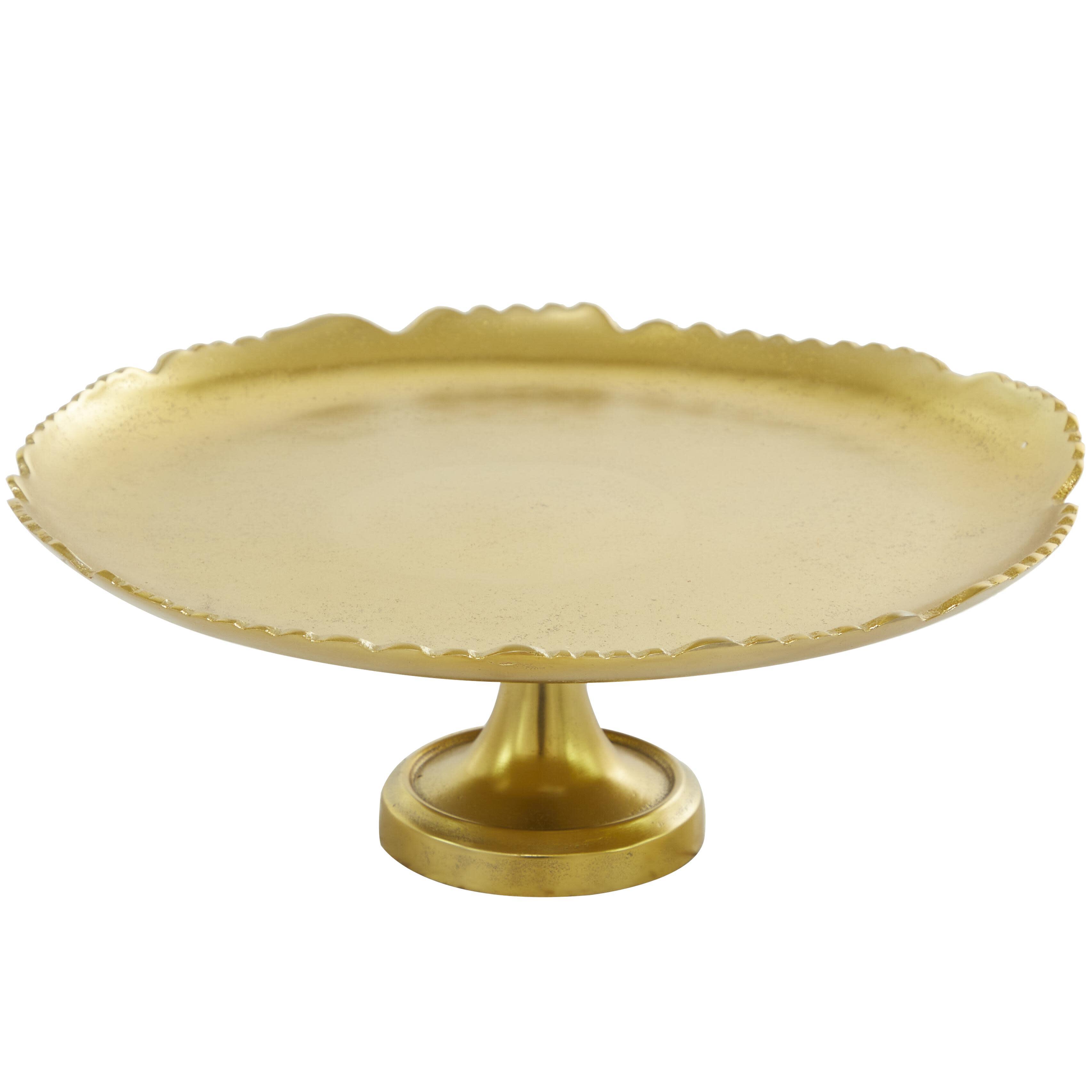 CosmoLiving by Cosmopolitan Cake Stand with Pedestal Base, Gold, large