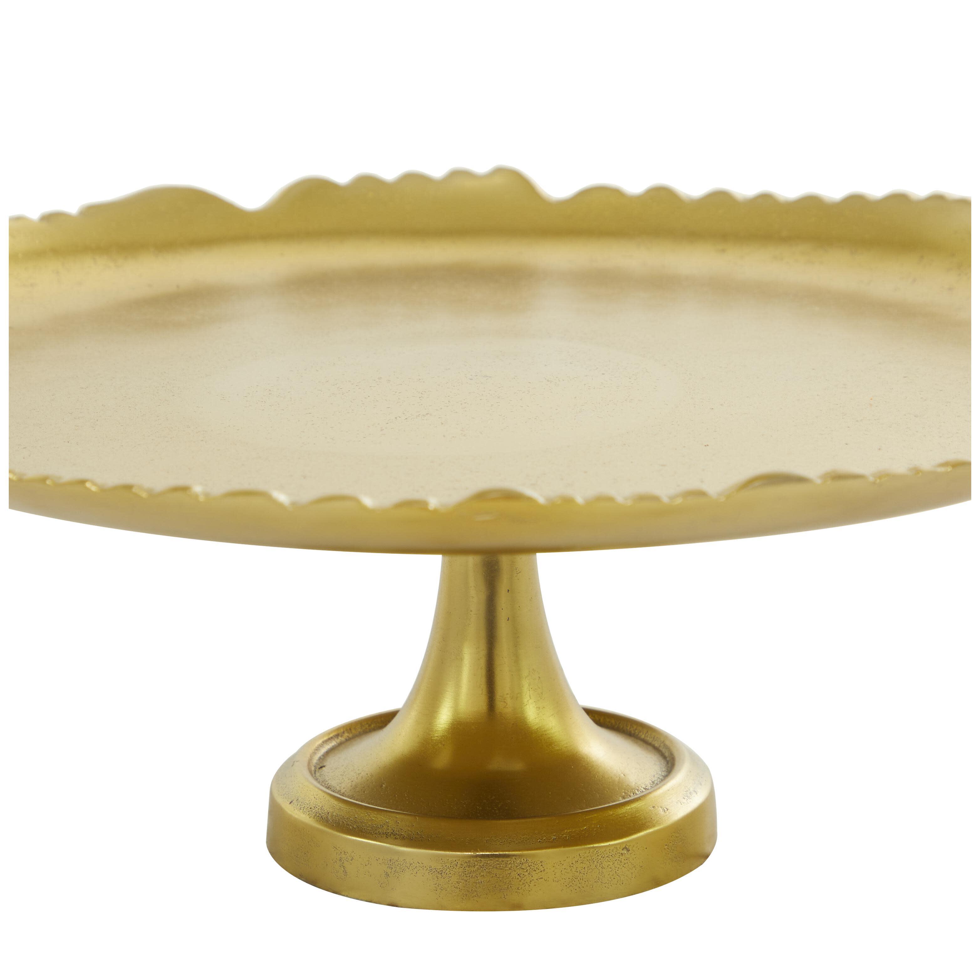 CosmoLiving by Cosmopolitan Cake Stand with Pedestal Base, Gold, large