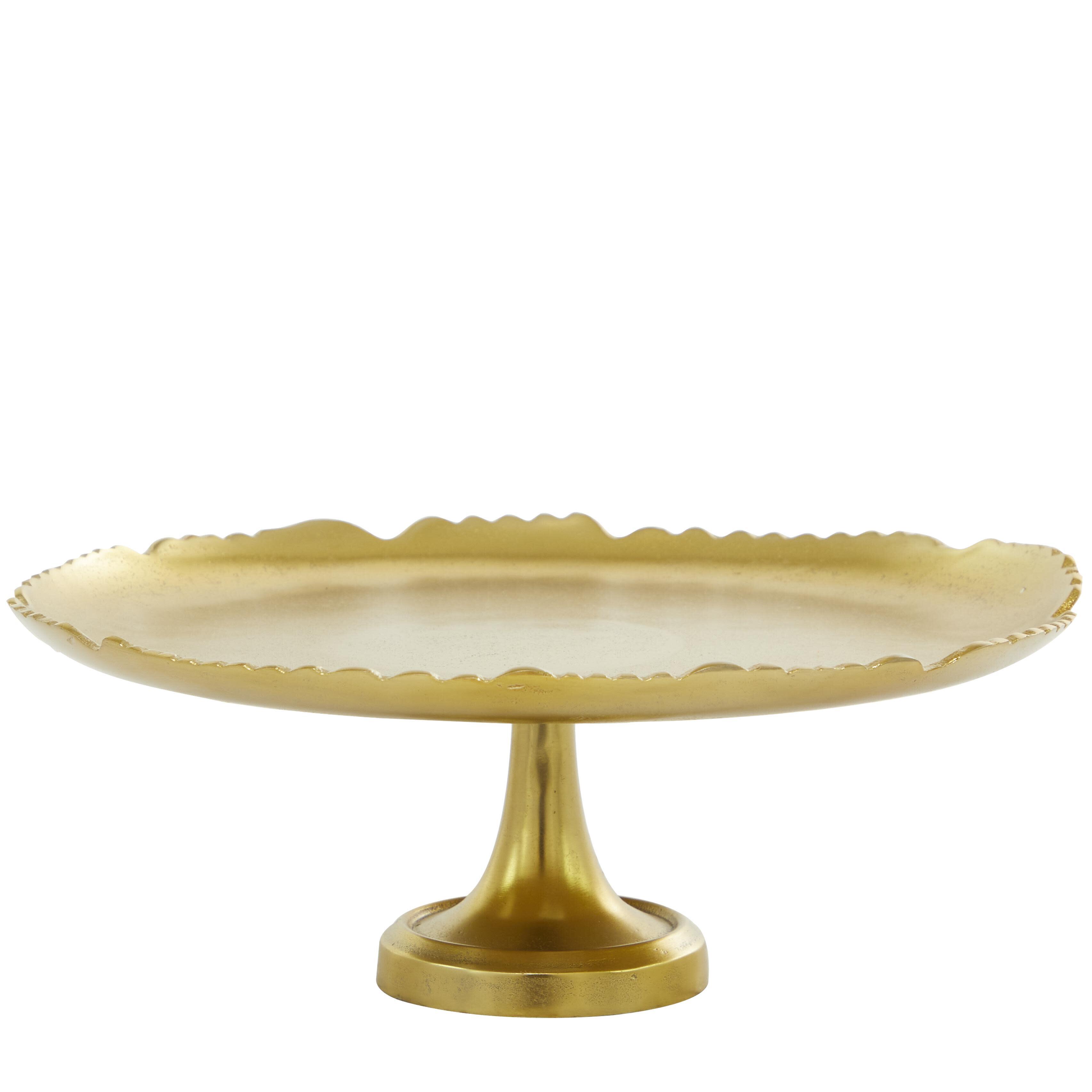 CosmoLiving by Cosmopolitan Cake Stand with Pedestal Base, Gold, large