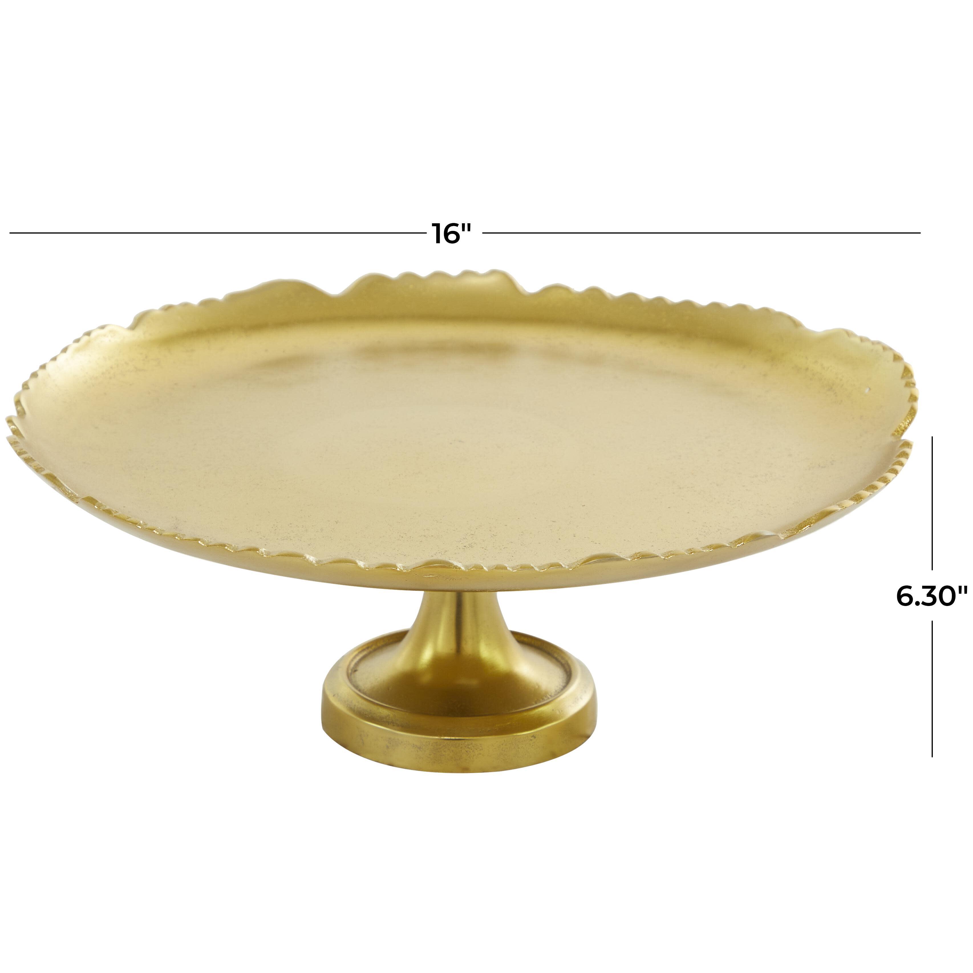 CosmoLiving by Cosmopolitan Cake Stand with Pedestal Base, Gold, large