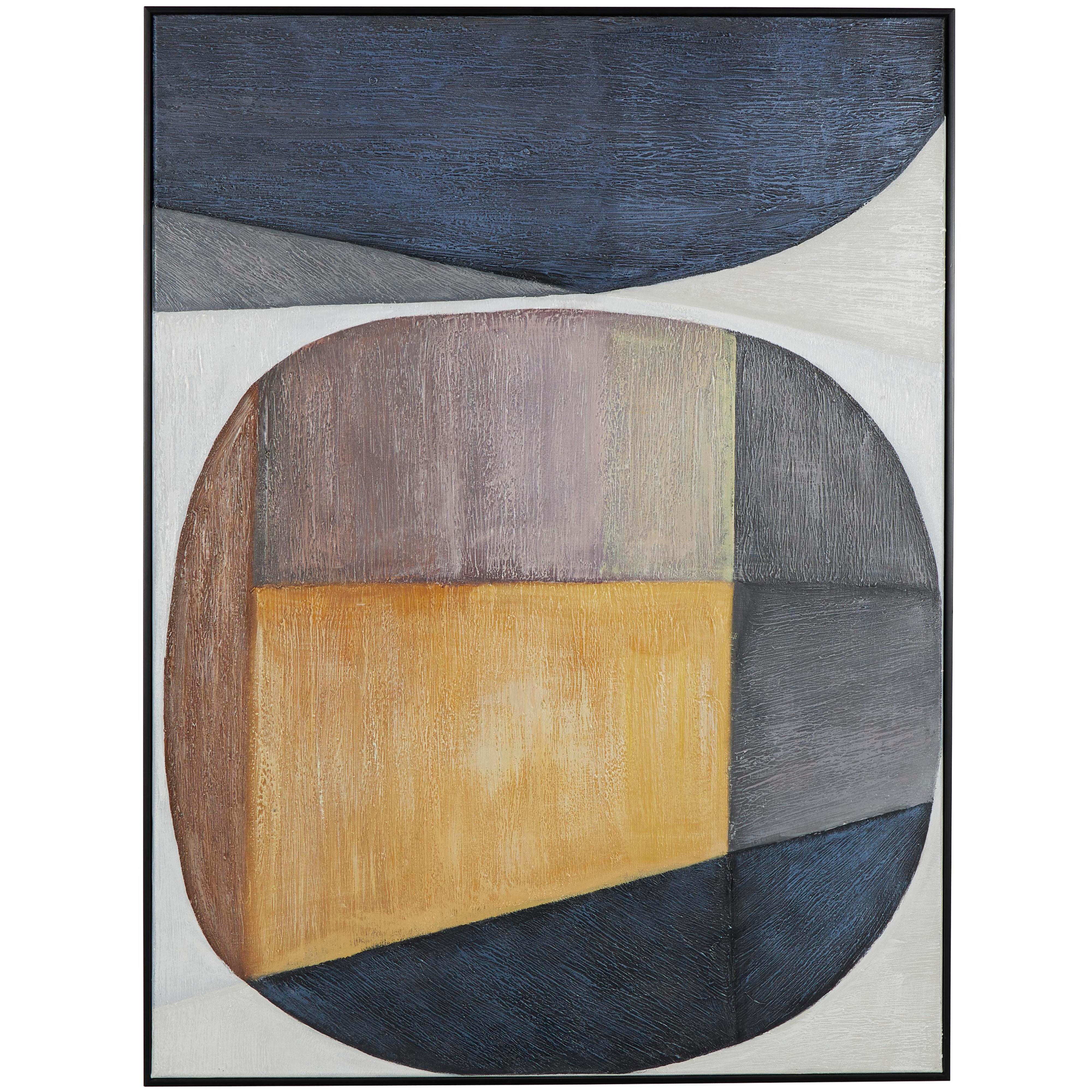 Bayberry Lane Colorblock Abstract Framed Wall Art with Frame 30" x 39", , large