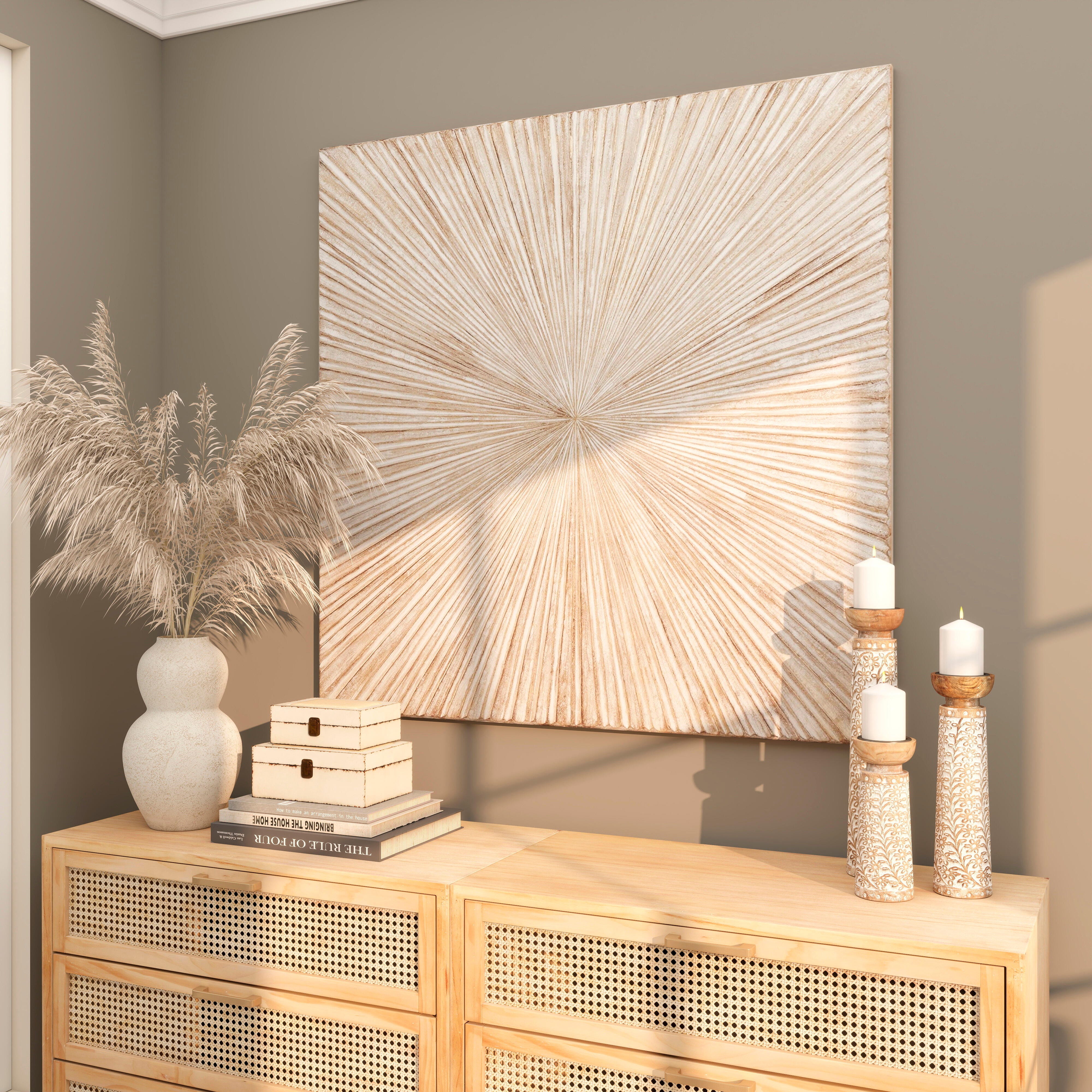 Bayberry Lane Handmade Carved Starburst Wall DÃ©cor, , large
