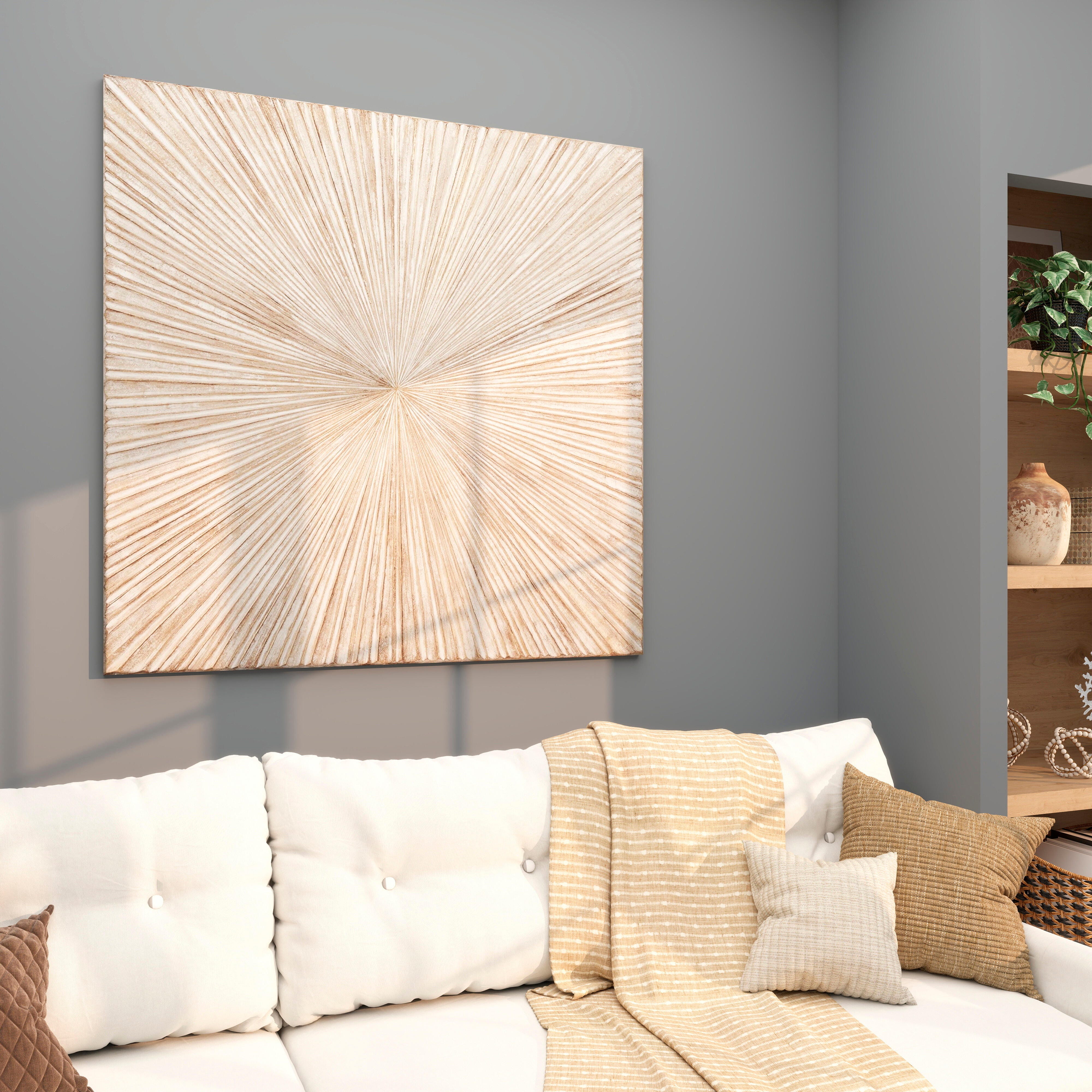 Bayberry Lane Handmade Carved Starburst Wall DÃ©cor, , large