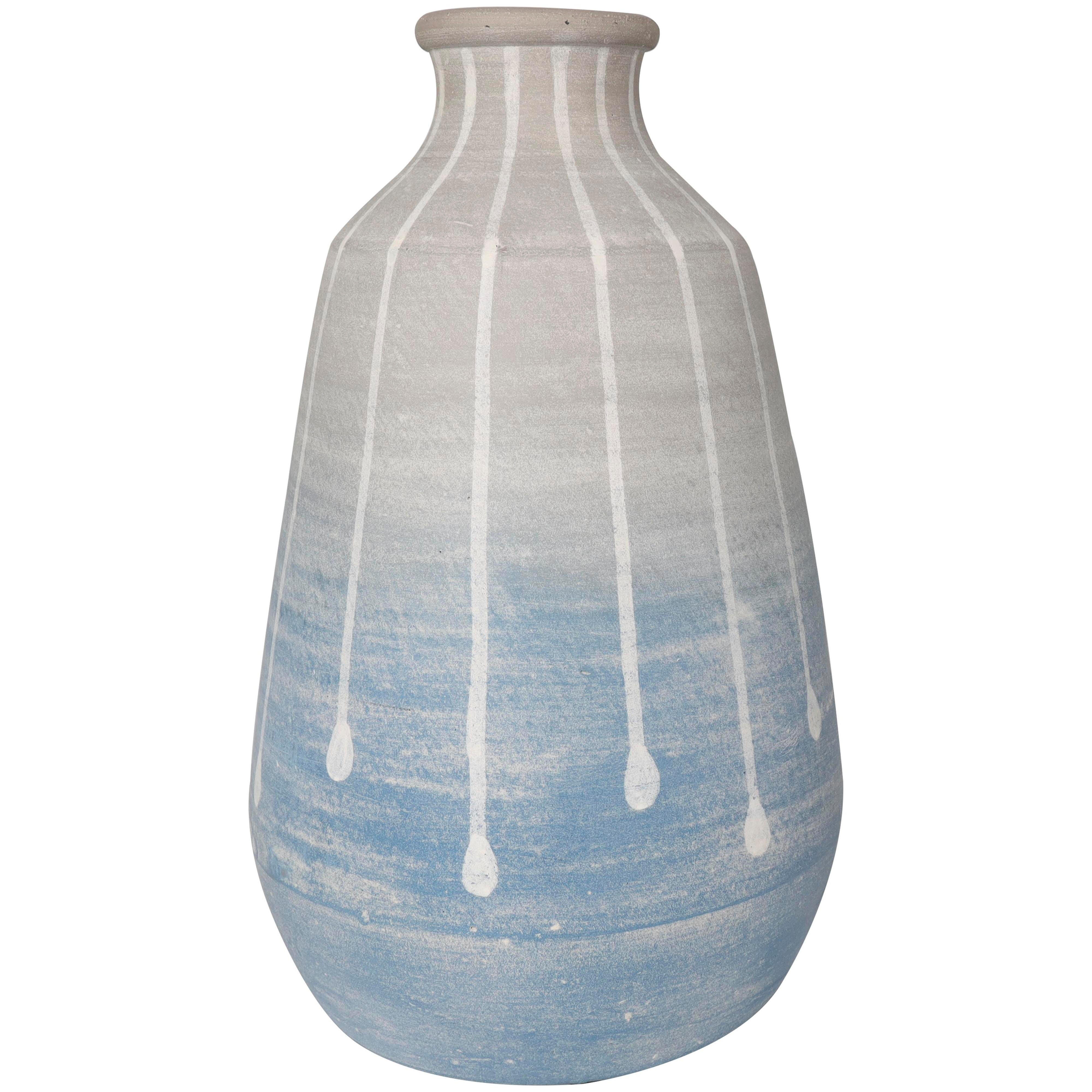 Bayberry Lane Abstract Ombre Drip Vase, Blue, large
