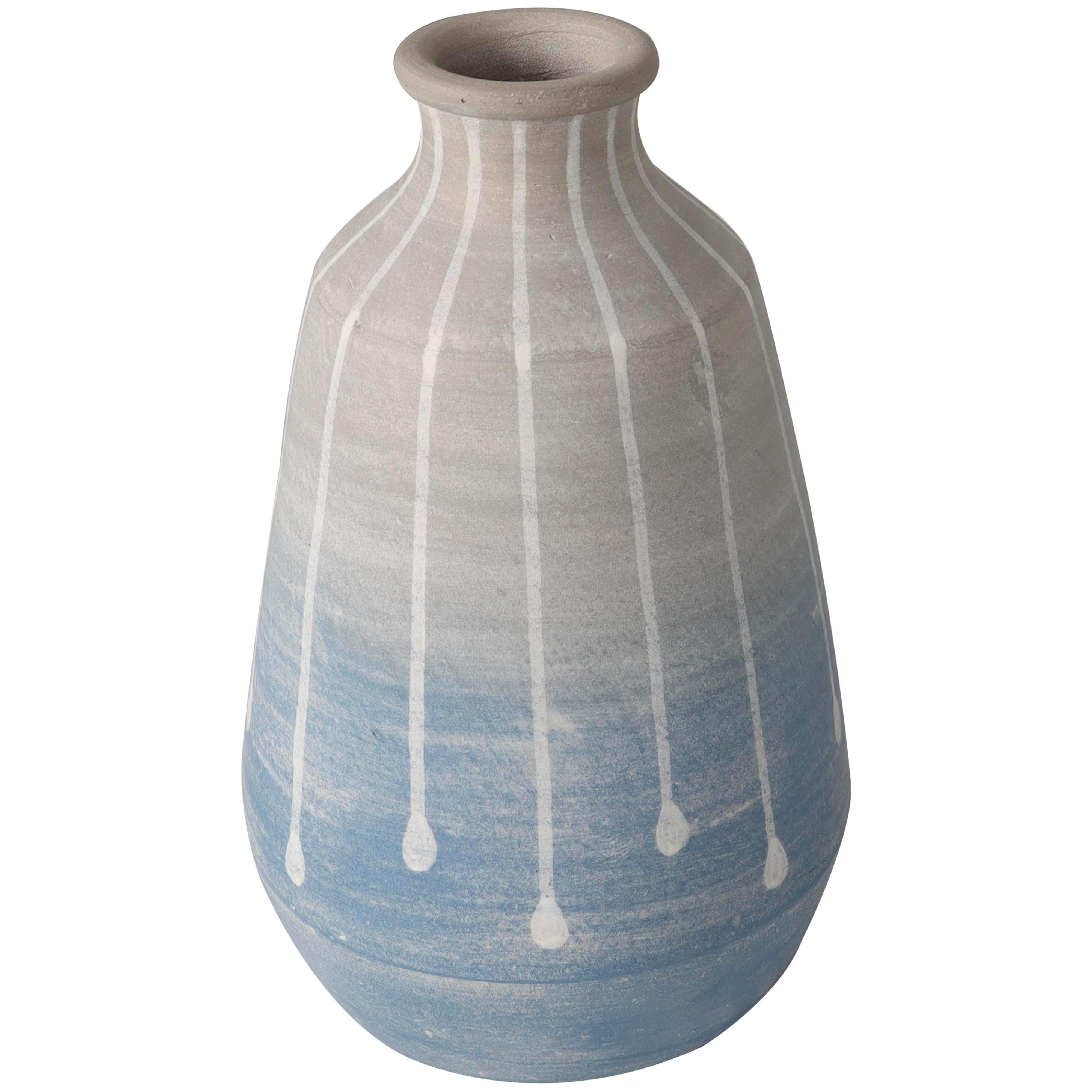 Bayberry Lane Abstract Ombre Drip Vase, Blue, large