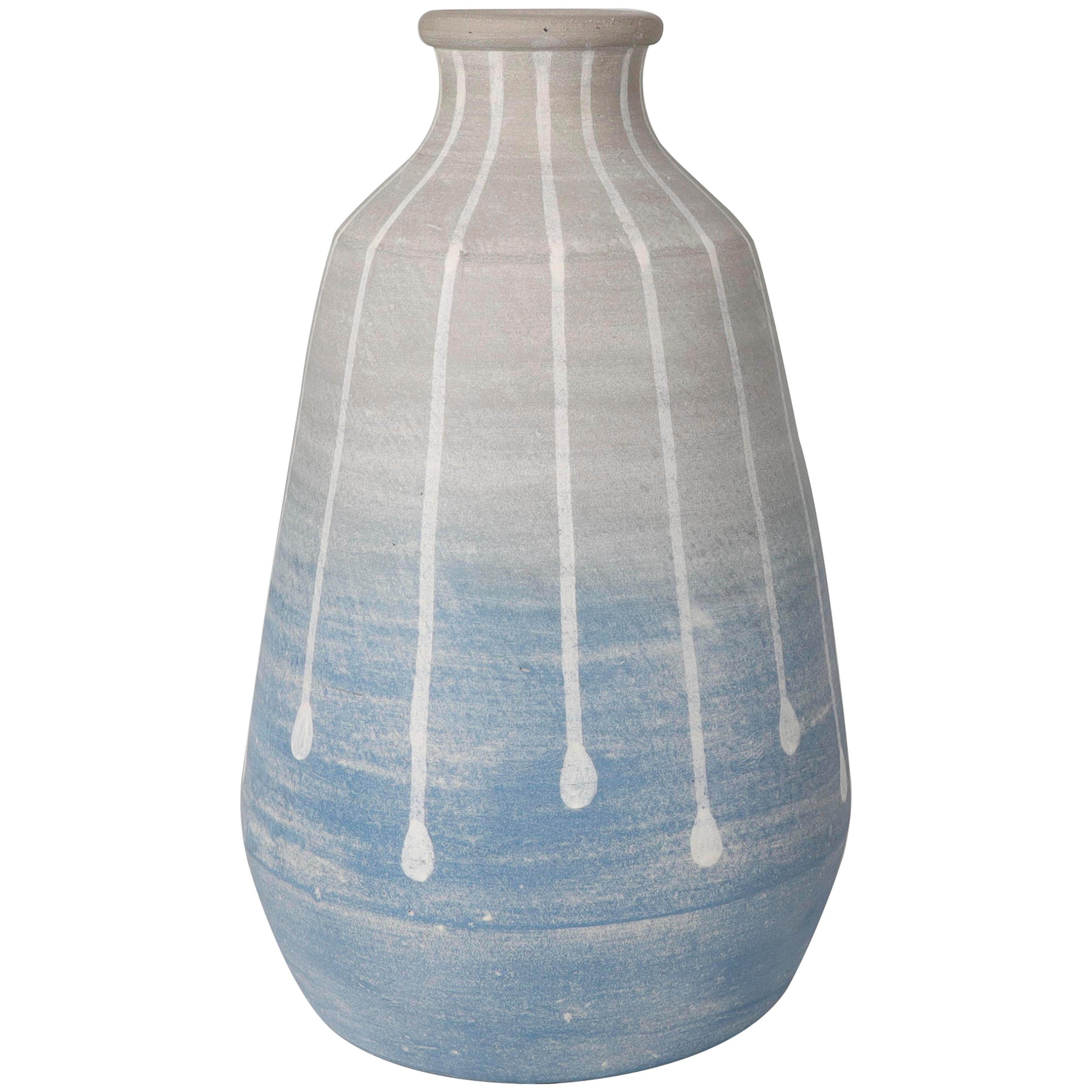 Bayberry Lane Abstract Ombre Drip Vase, Blue, large