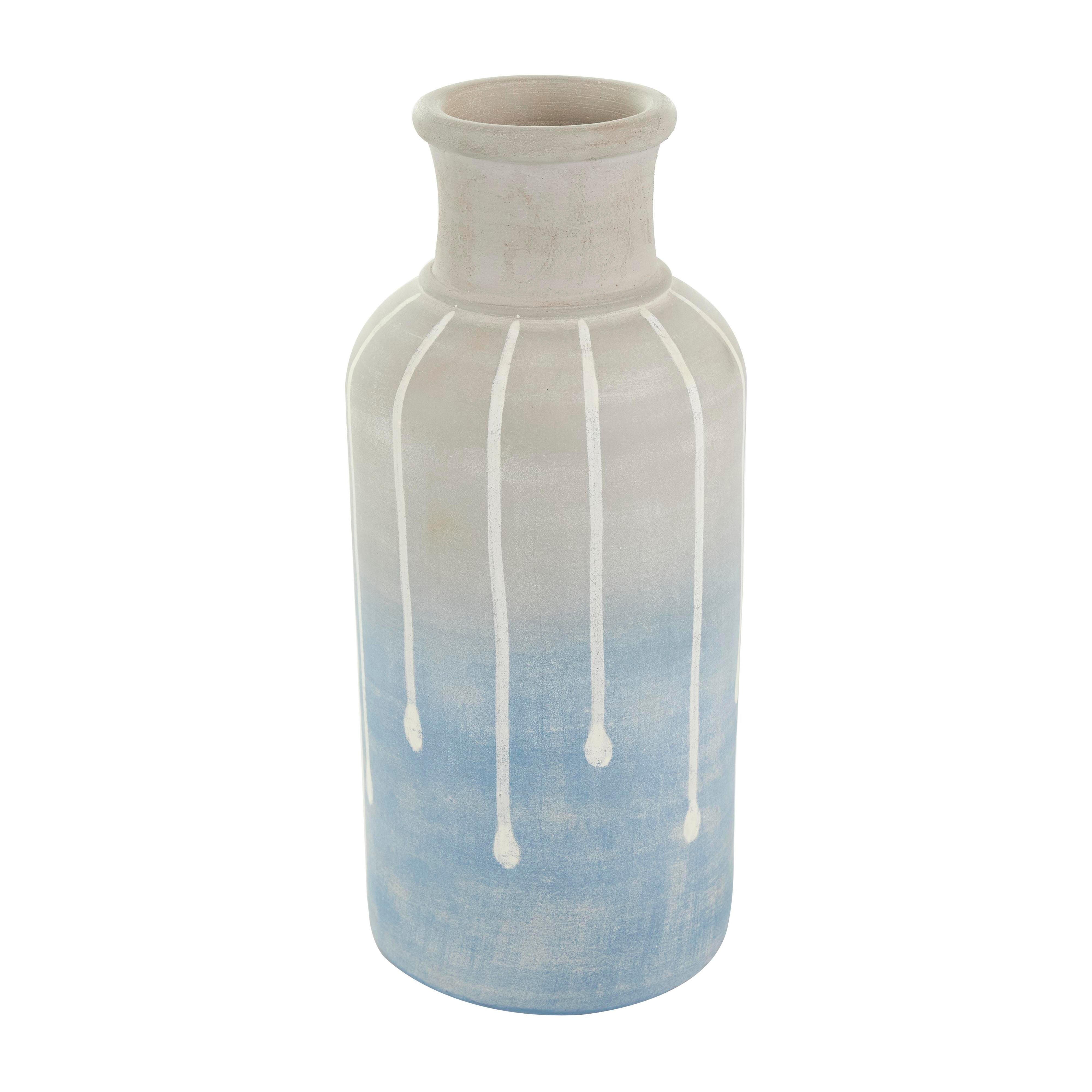 Bayberry Lane Abstract Ombre Drip Vase with Accents, Blue, large