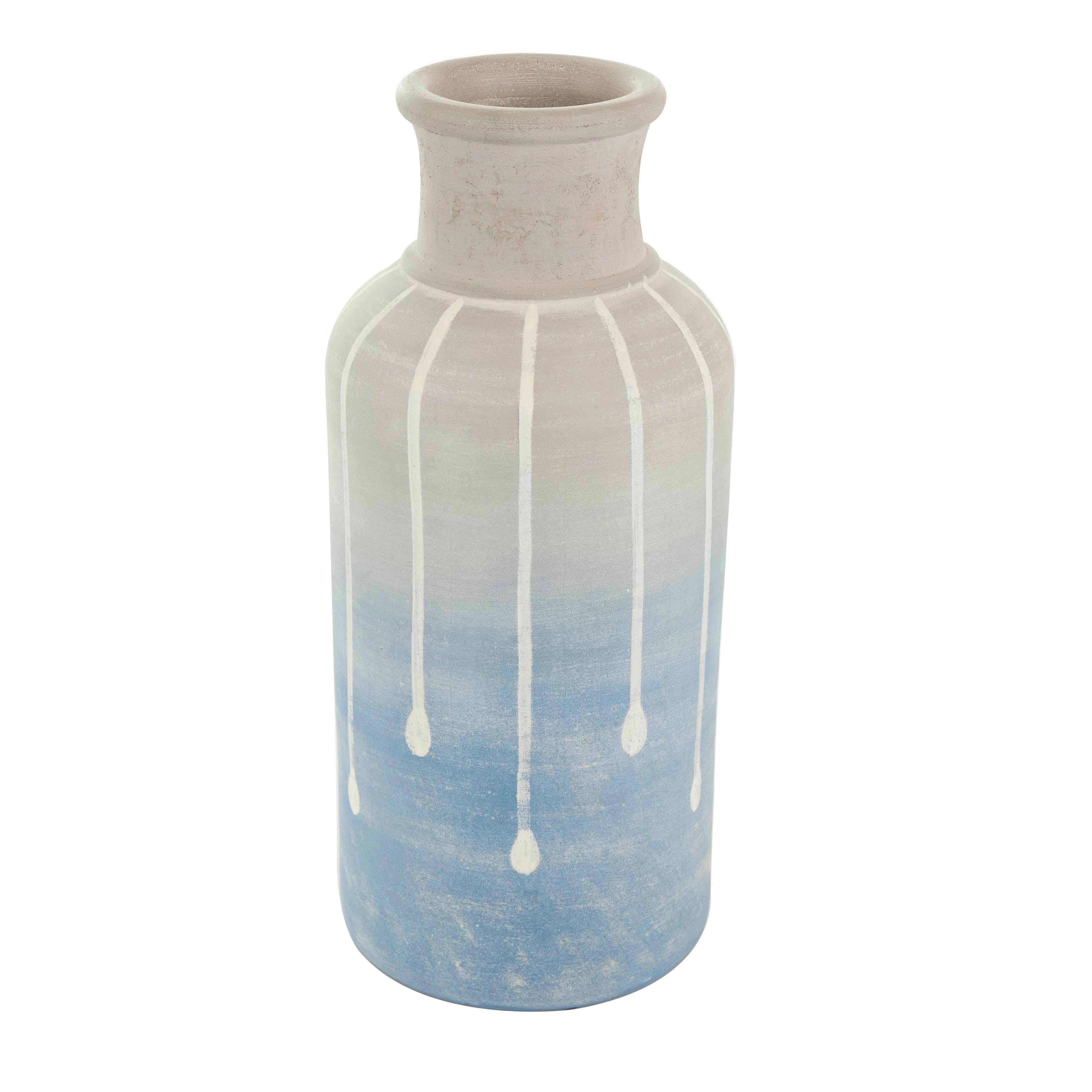 Bayberry Lane Abstract Ombre Drip Vase with Accents, Blue, large