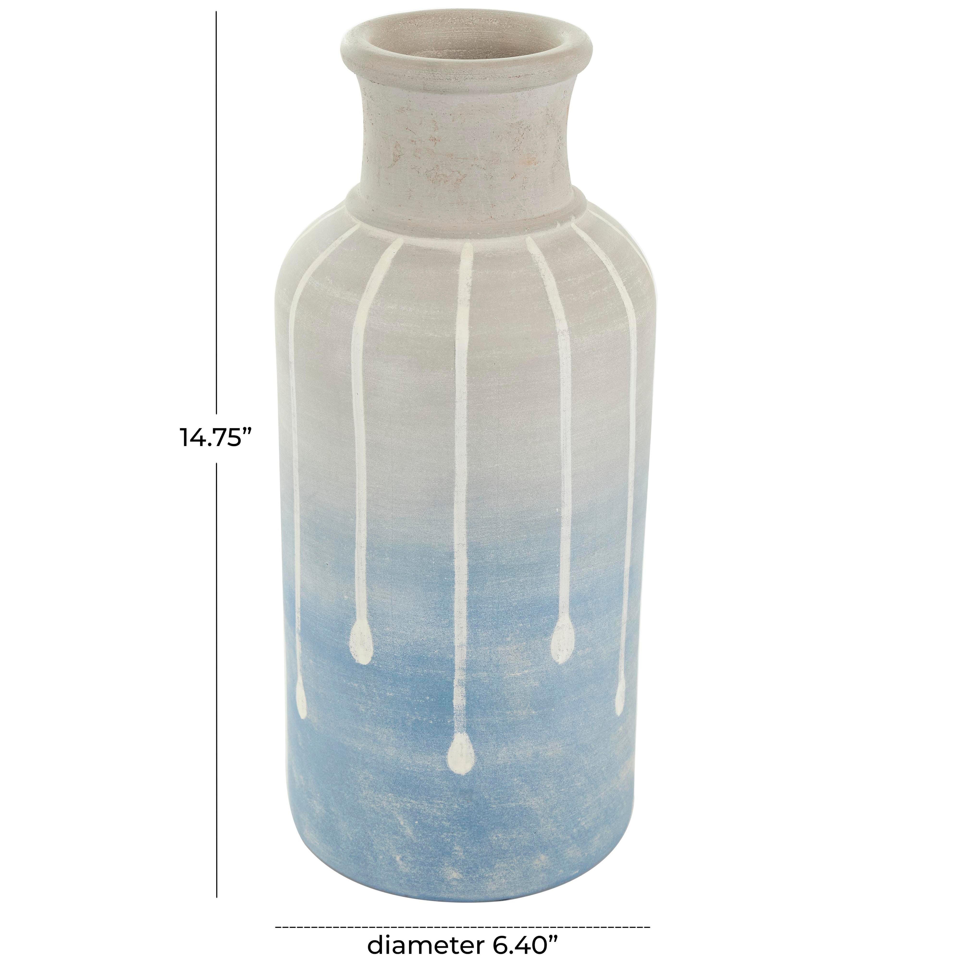 Bayberry Lane Abstract Ombre Drip Vase with Accents, Blue, large