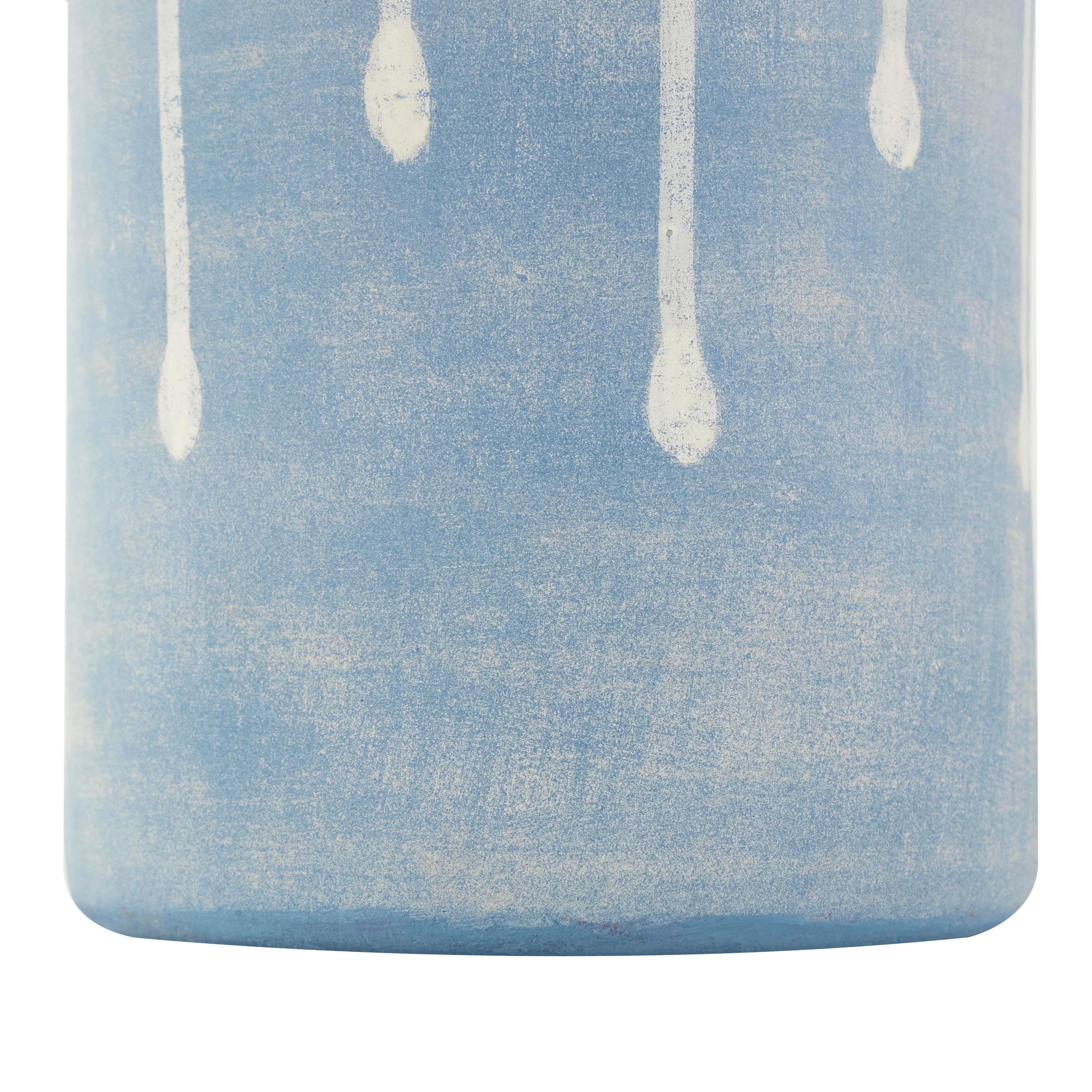 Bayberry Lane Abstract Ombre Drip Vase with Accents, Blue, large