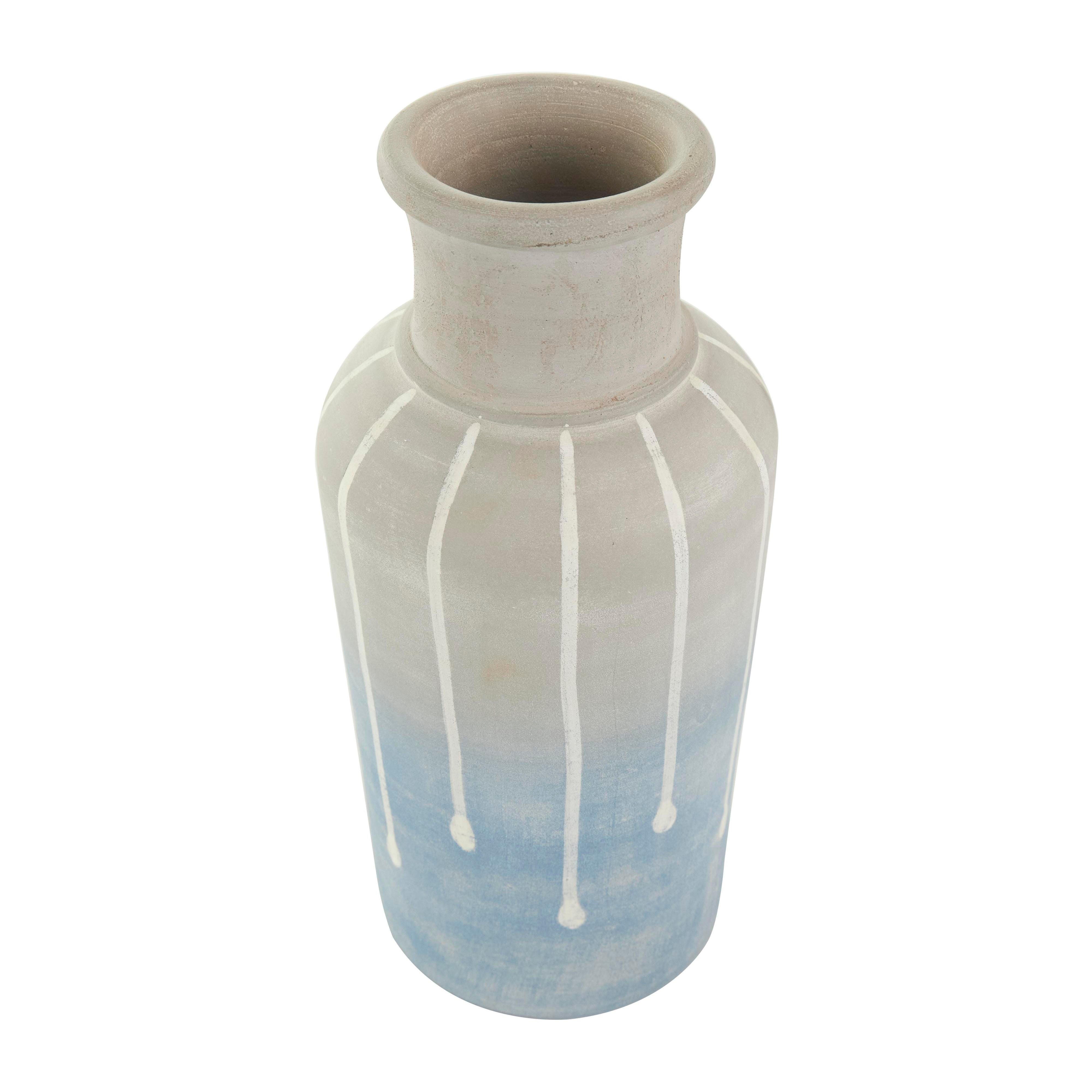 Bayberry Lane Abstract Ombre Drip Vase with Accents, Blue, large