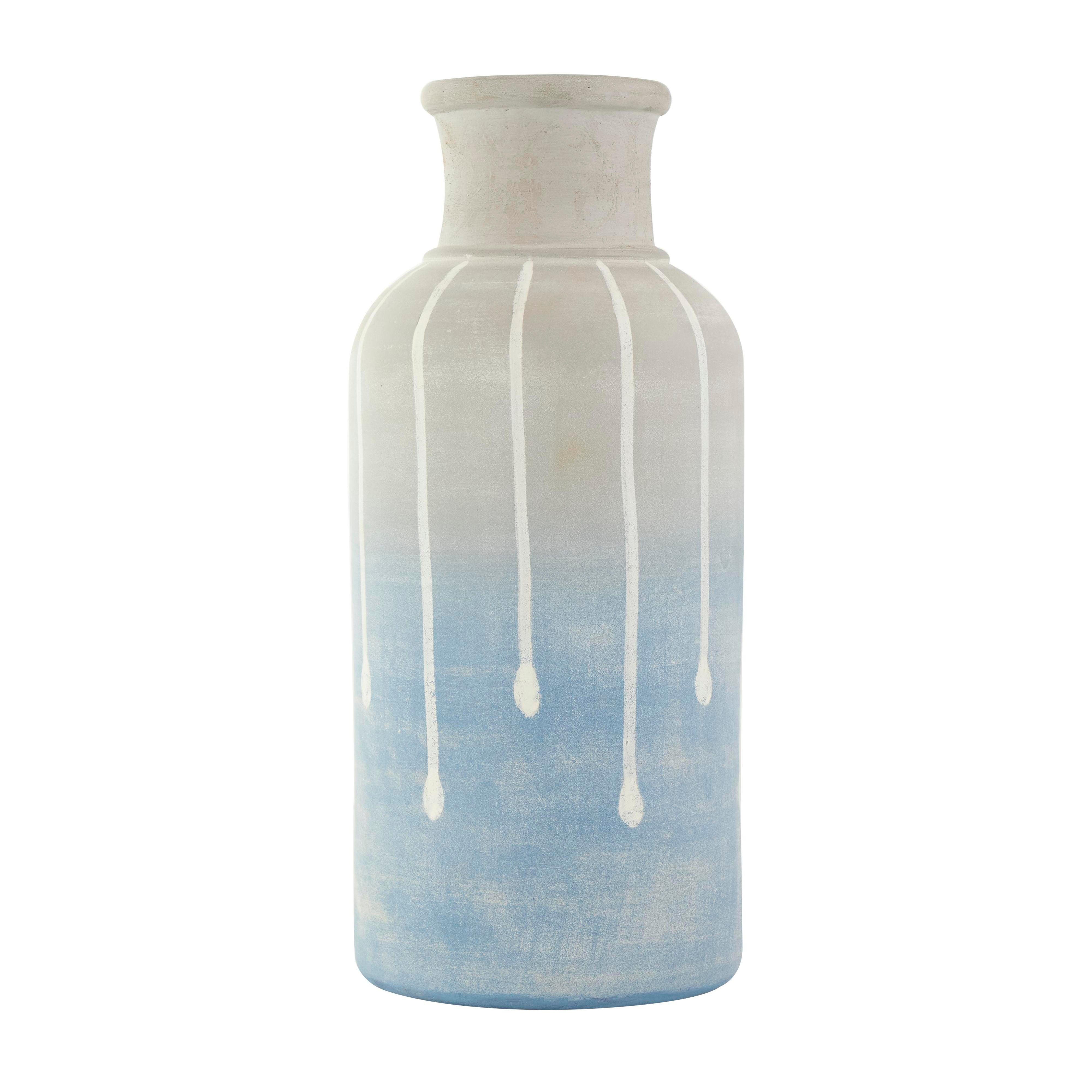 Bayberry Lane Abstract Ombre Drip Vase with Accents, Blue, large