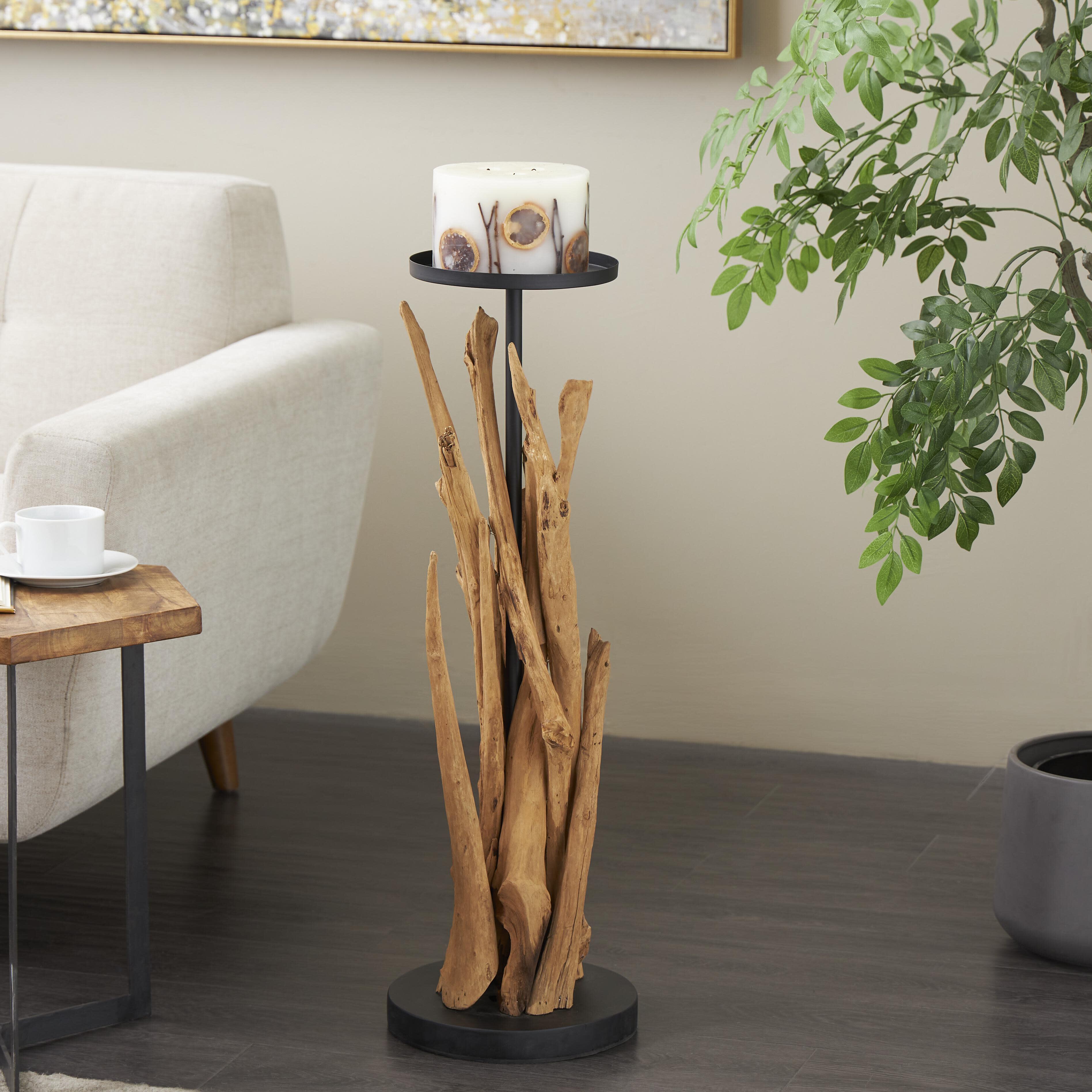 Ashley Bayberry Lane Handmade Tall Tree Branch Floor Candle Holder In Brown