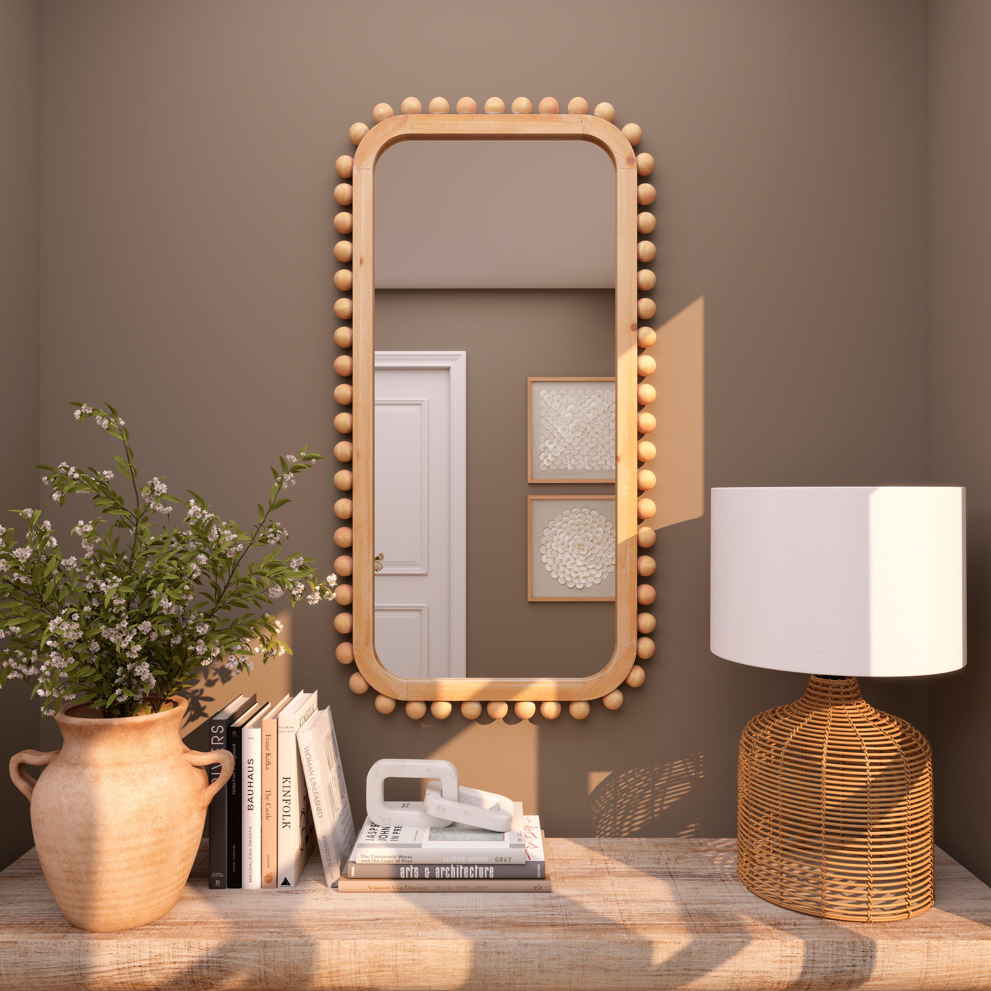 Bayberry Lane Wall Mirror with Beaded Frame, , large