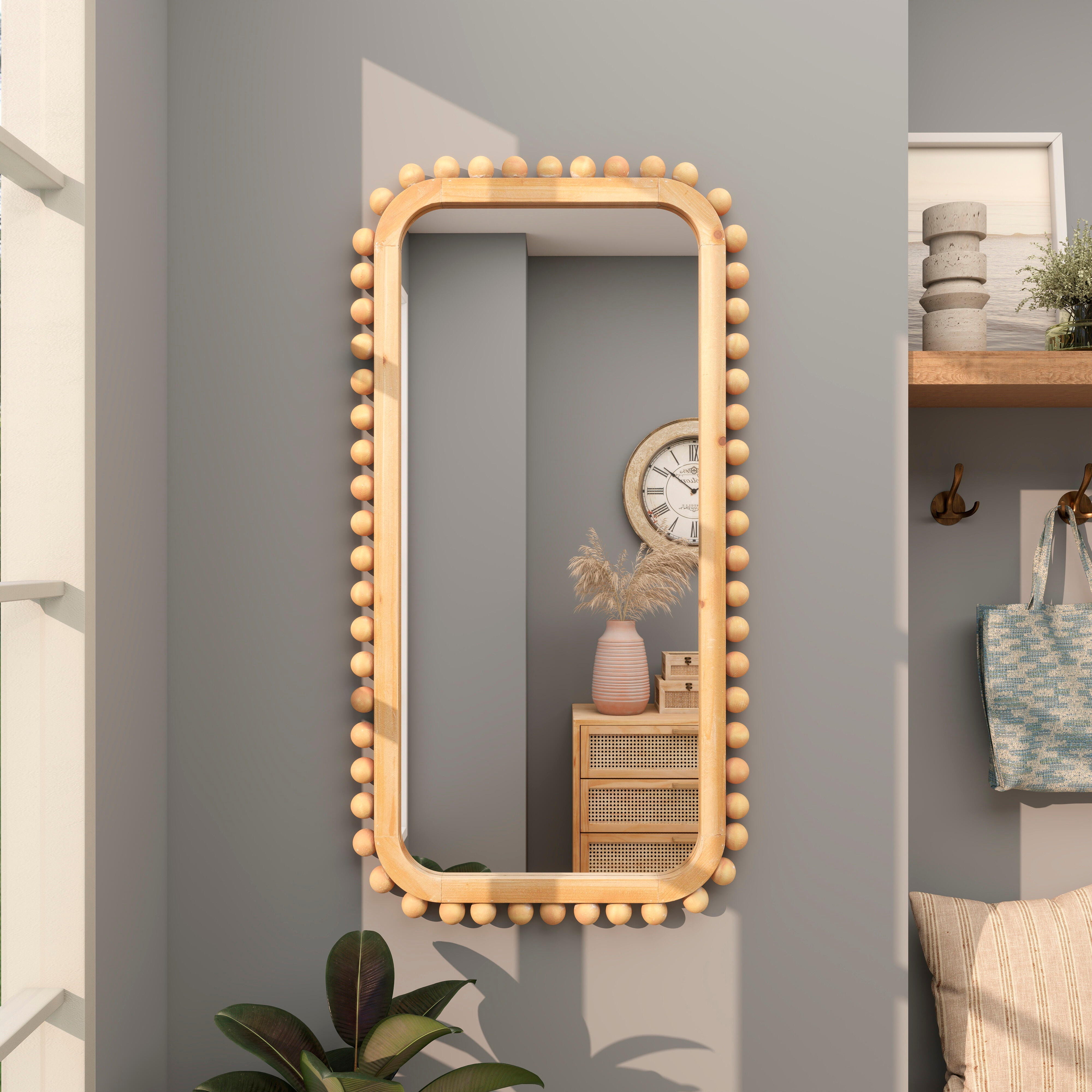 Bayberry Lane Wall Mirror with Beaded Frame, , large