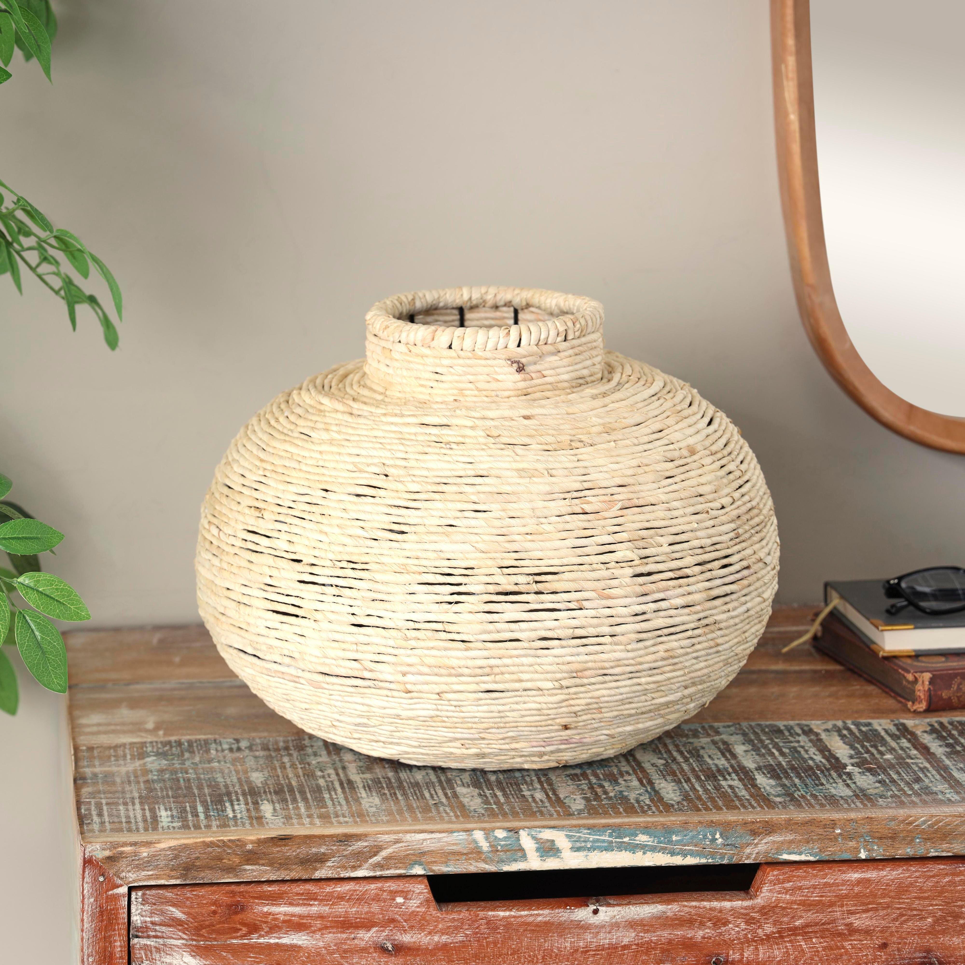 Bayberry Lane Seagrass Wrapped Vase, Beige, rollover