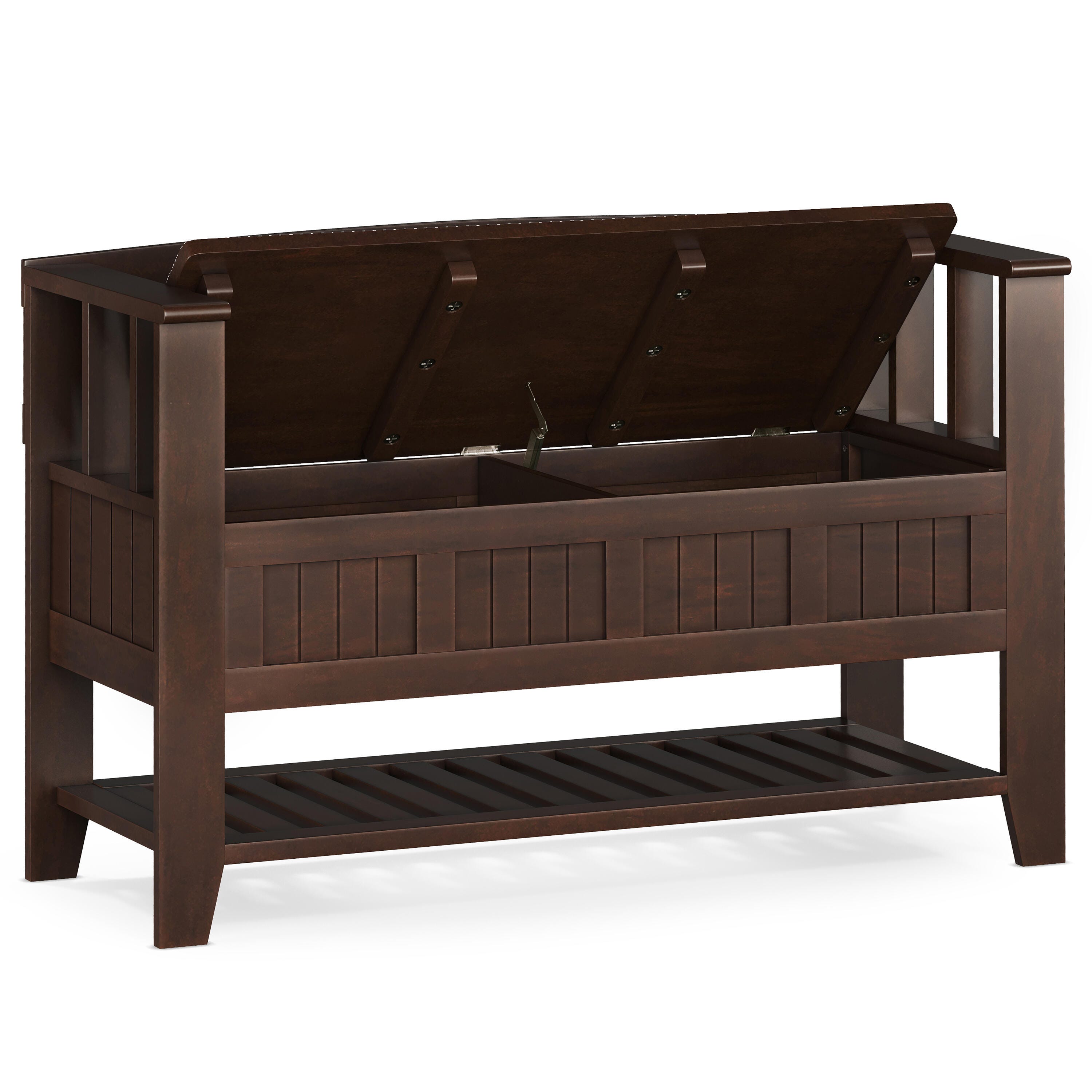 Simpli Home Acadian Entryway Storage Bench with Shelf, , large