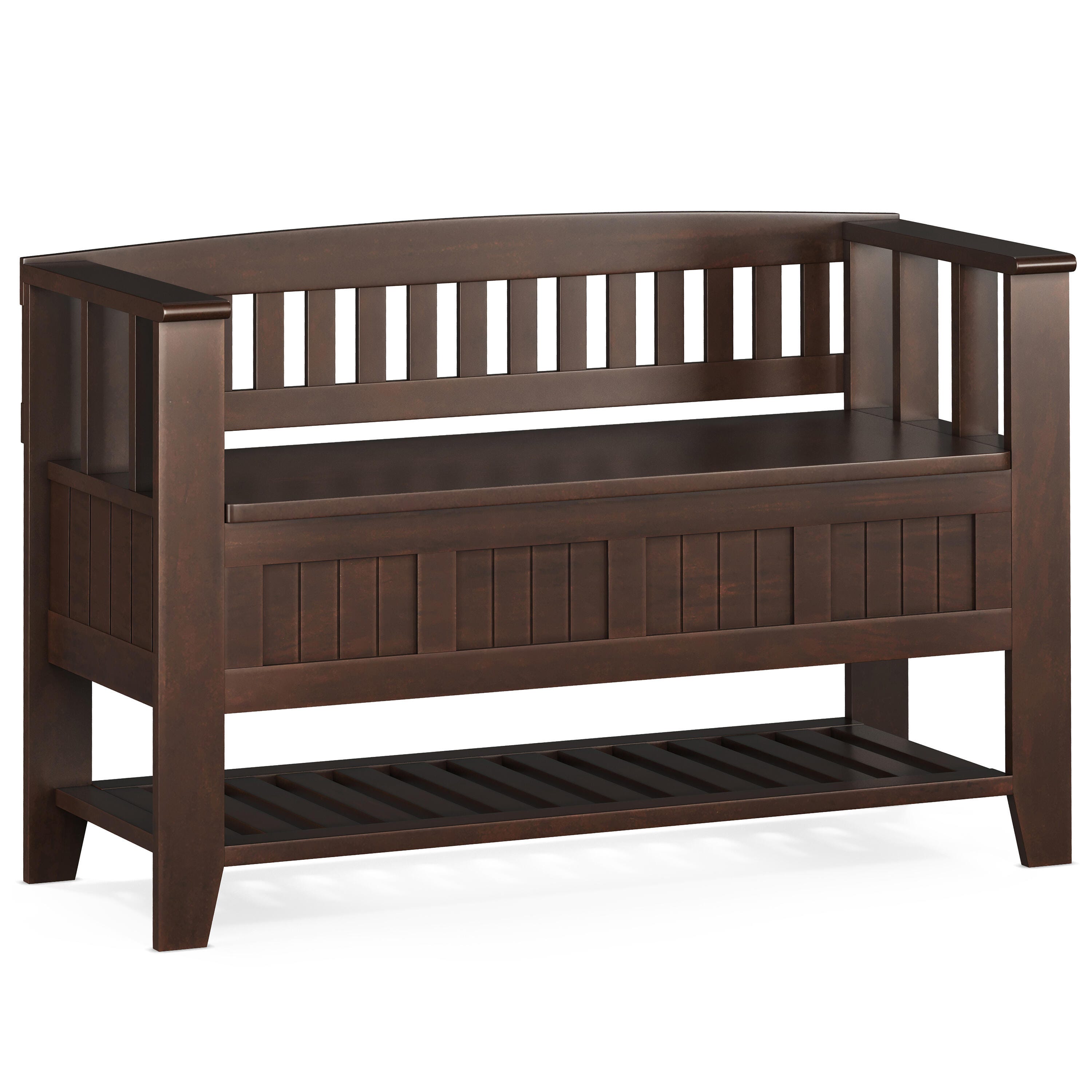 Simpli Home Acadian Entryway Storage Bench with Shelf, , large