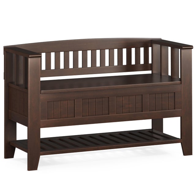 Simpli Home Acadian Entryway Storage Bench with Shelf