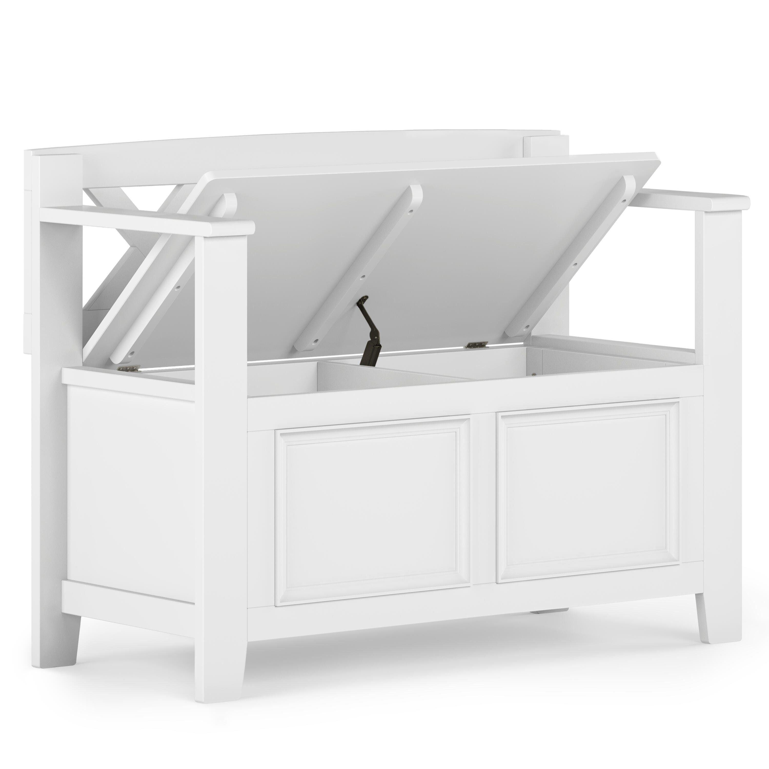 Simpli Home Amherst Small Entryway Storage Bench, White, large