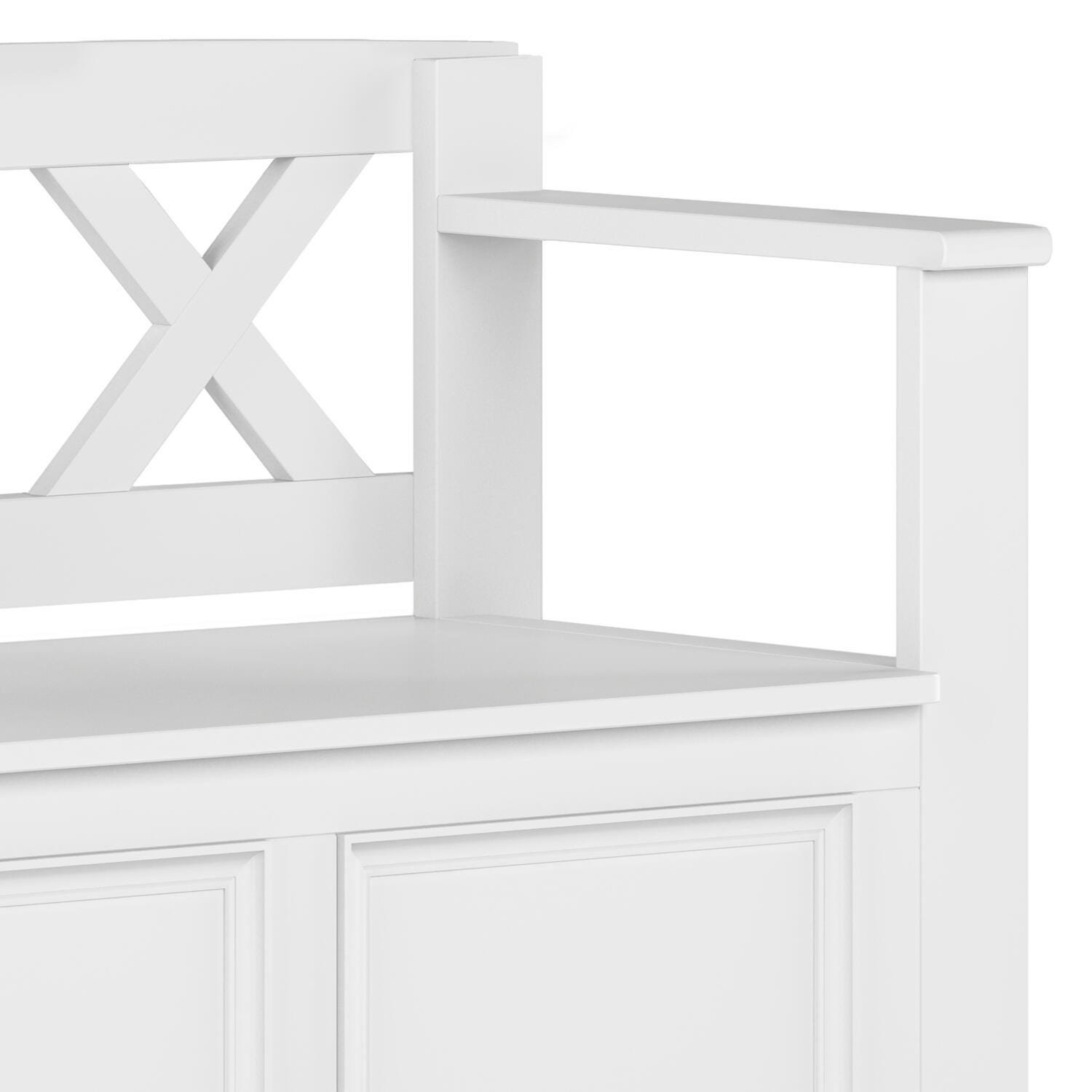 Simpli Home Amherst Small Entryway Storage Bench, White, large