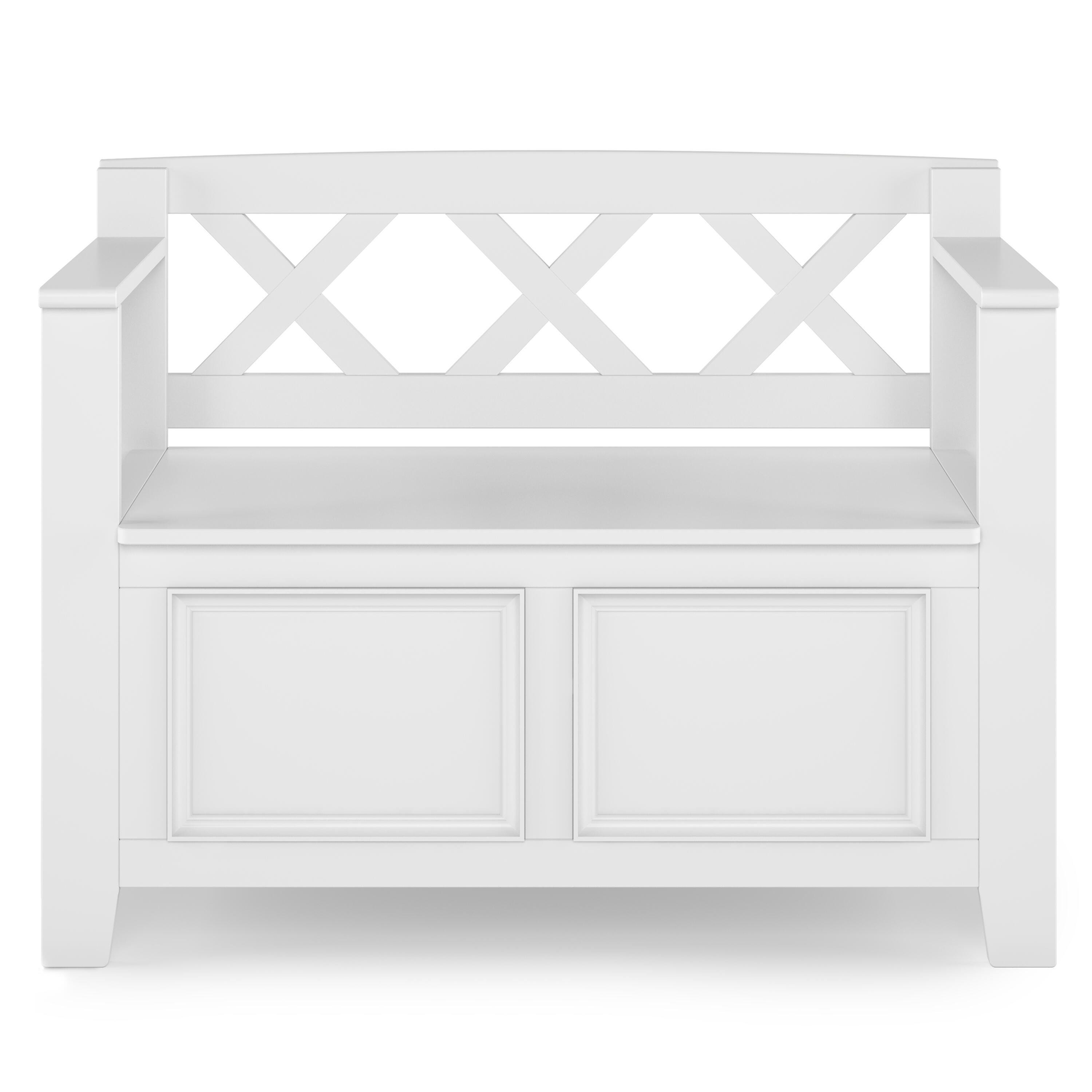 Simpli Home Amherst Small Entryway Storage Bench, White, large