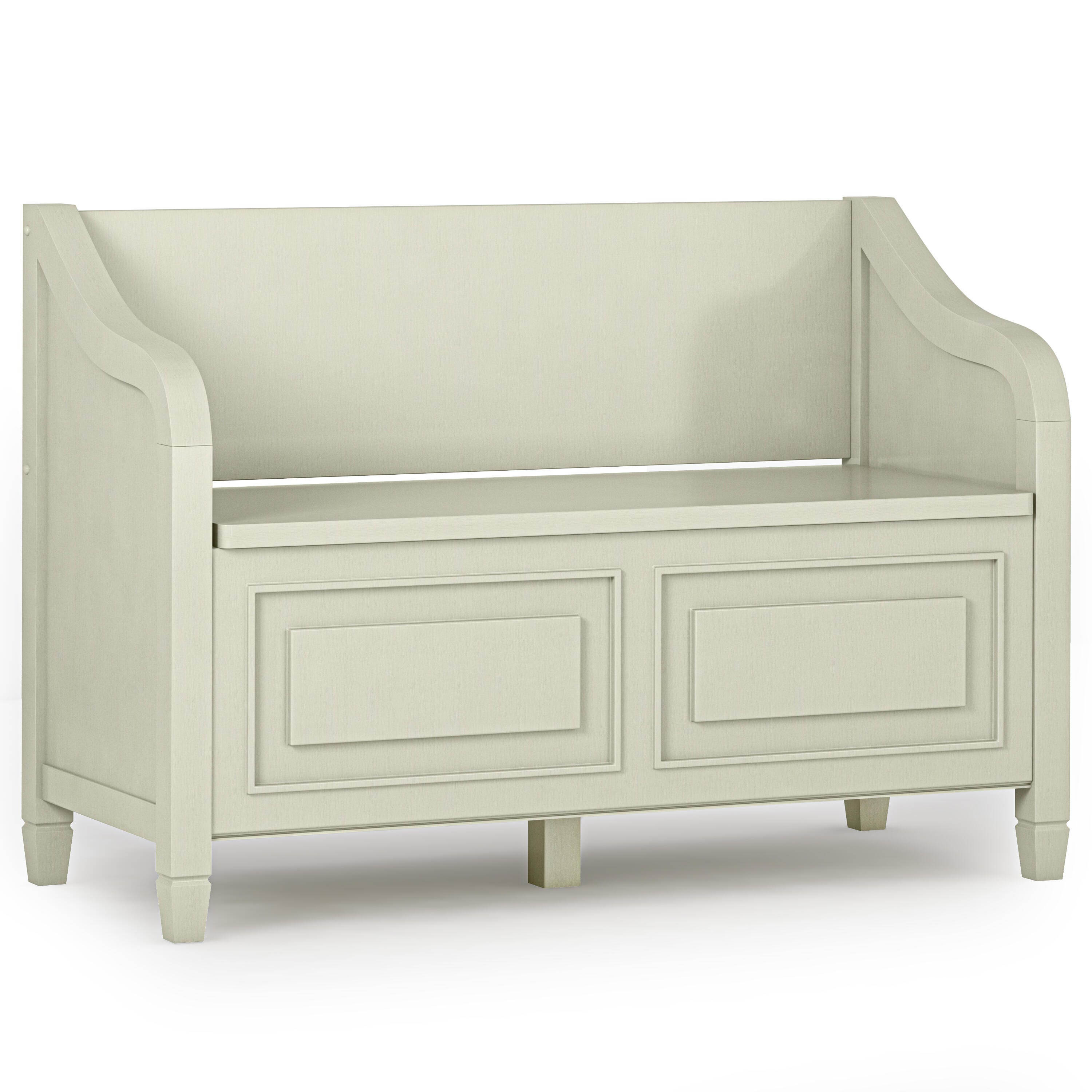 Simpli Home Connaught Entryway Storage Bench, Antique White, large