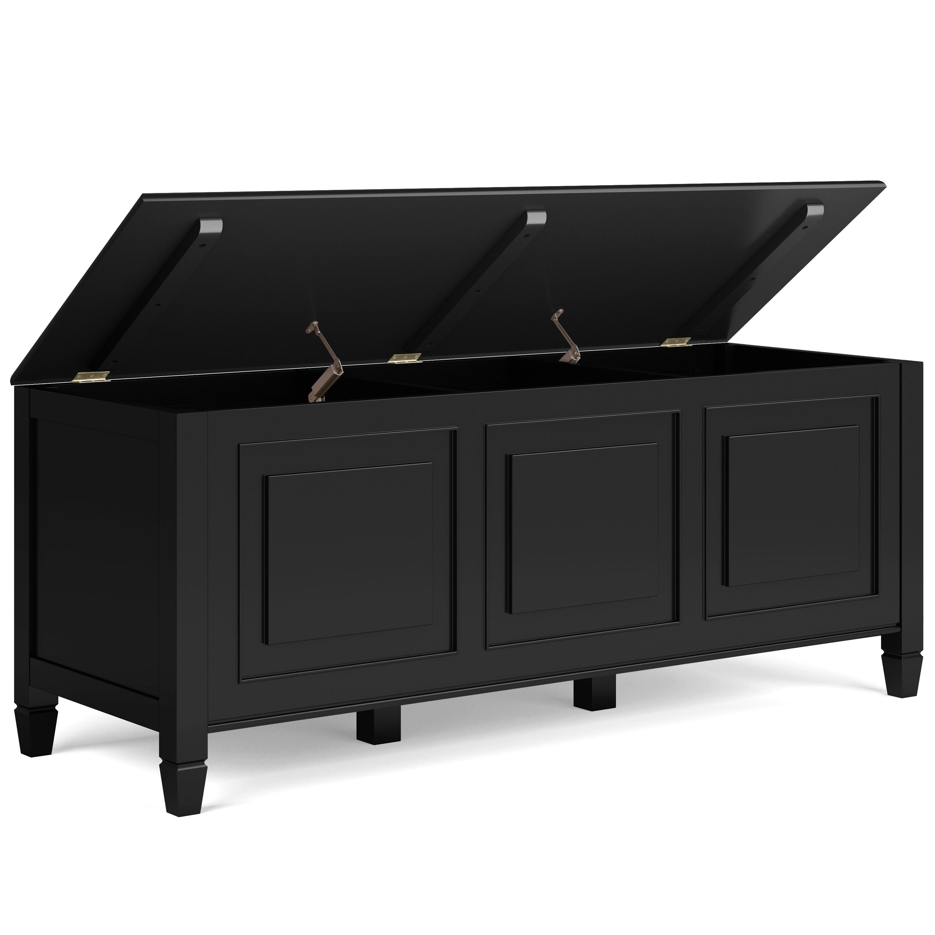 Simpli Home Connaught Storage Bench Trunk, Black, large