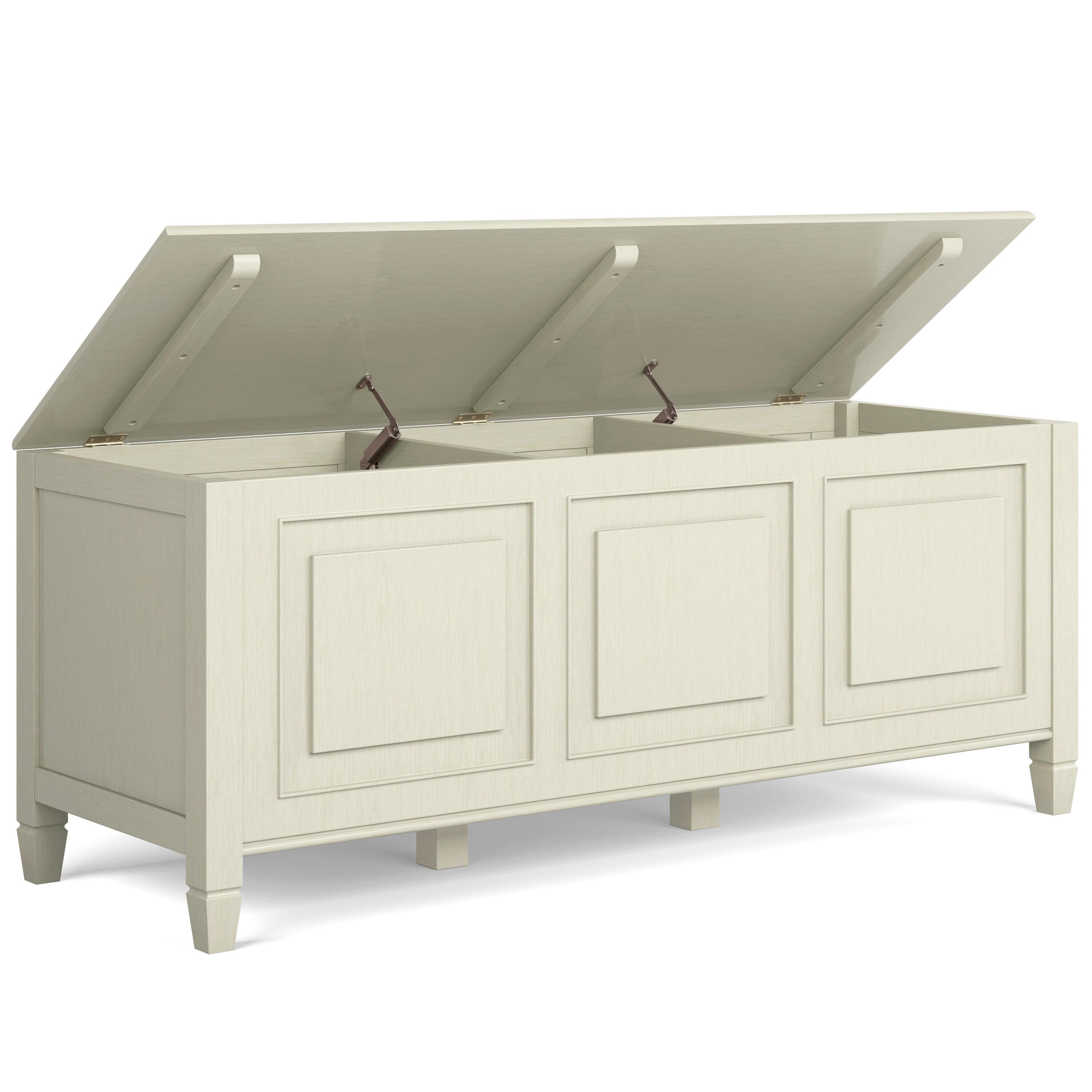 Simpli Home Connaught Storage Bench Trunk, Antique White, large