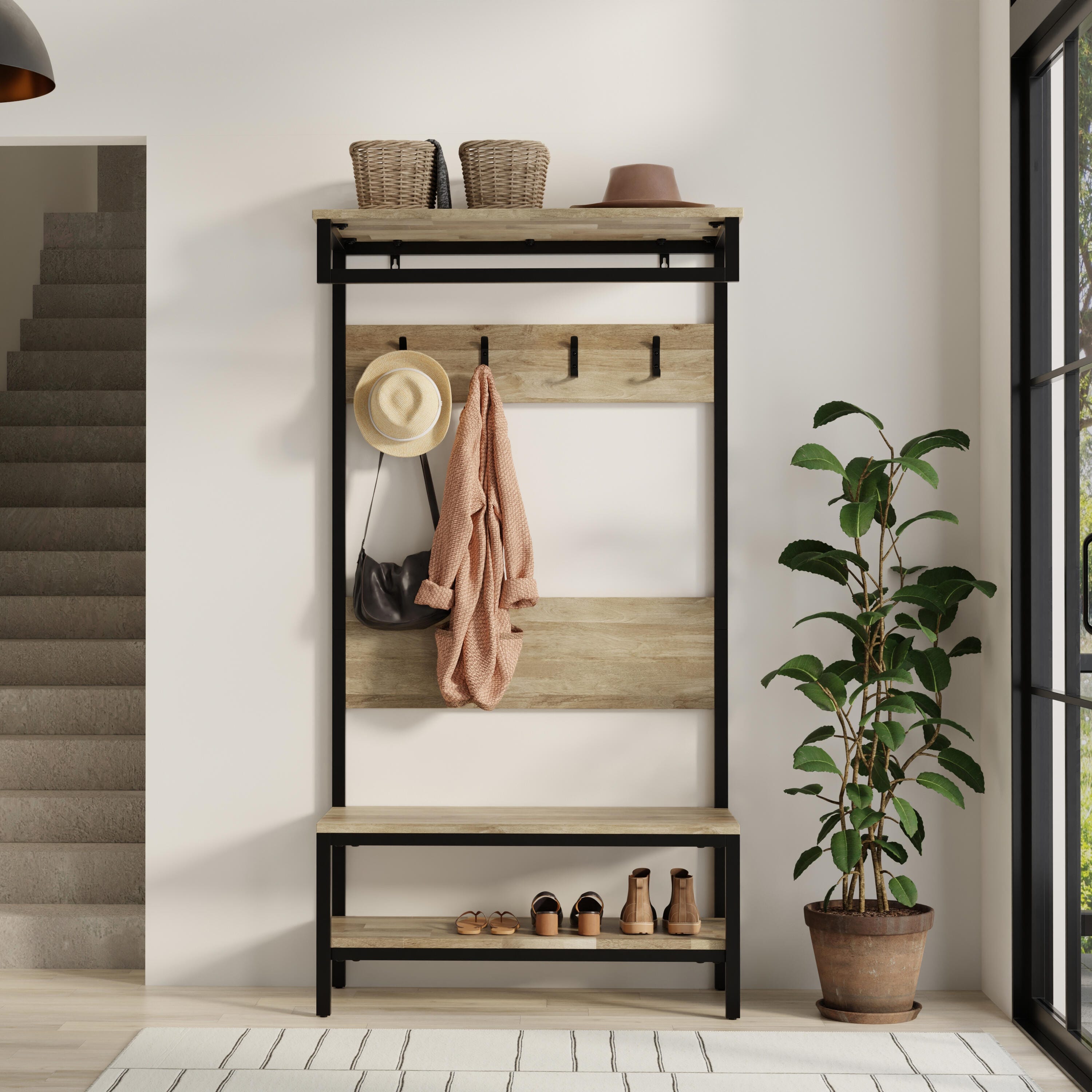 Simpli Home Westmont Entryway Hall Tree Bench, , rollover