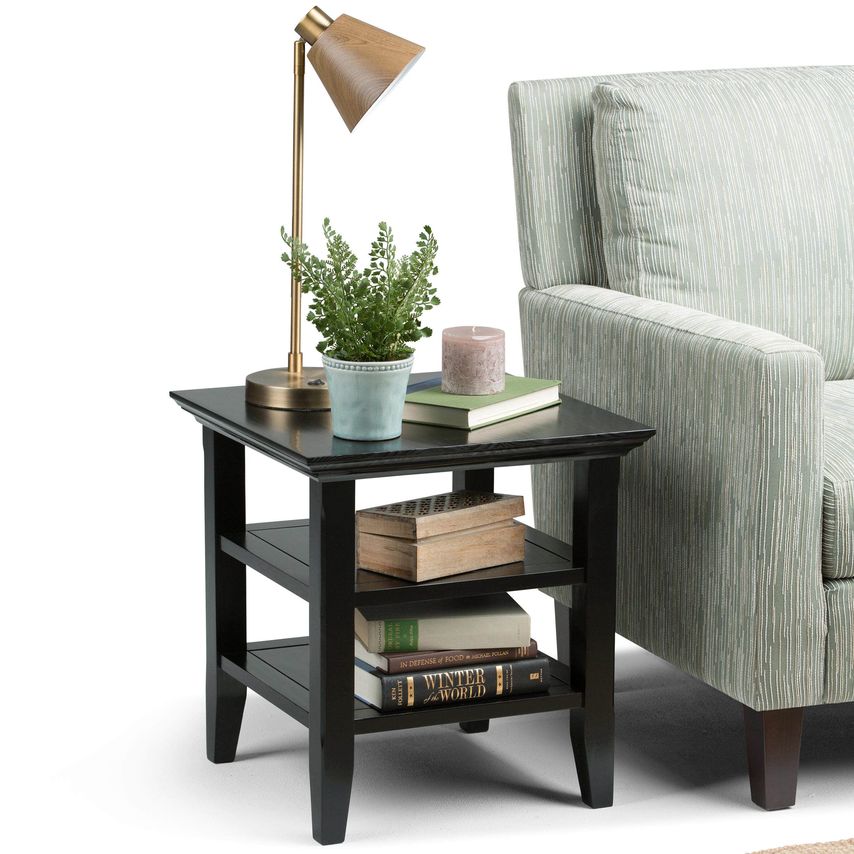 Simpli Home Acadian End Table, Black, rollover