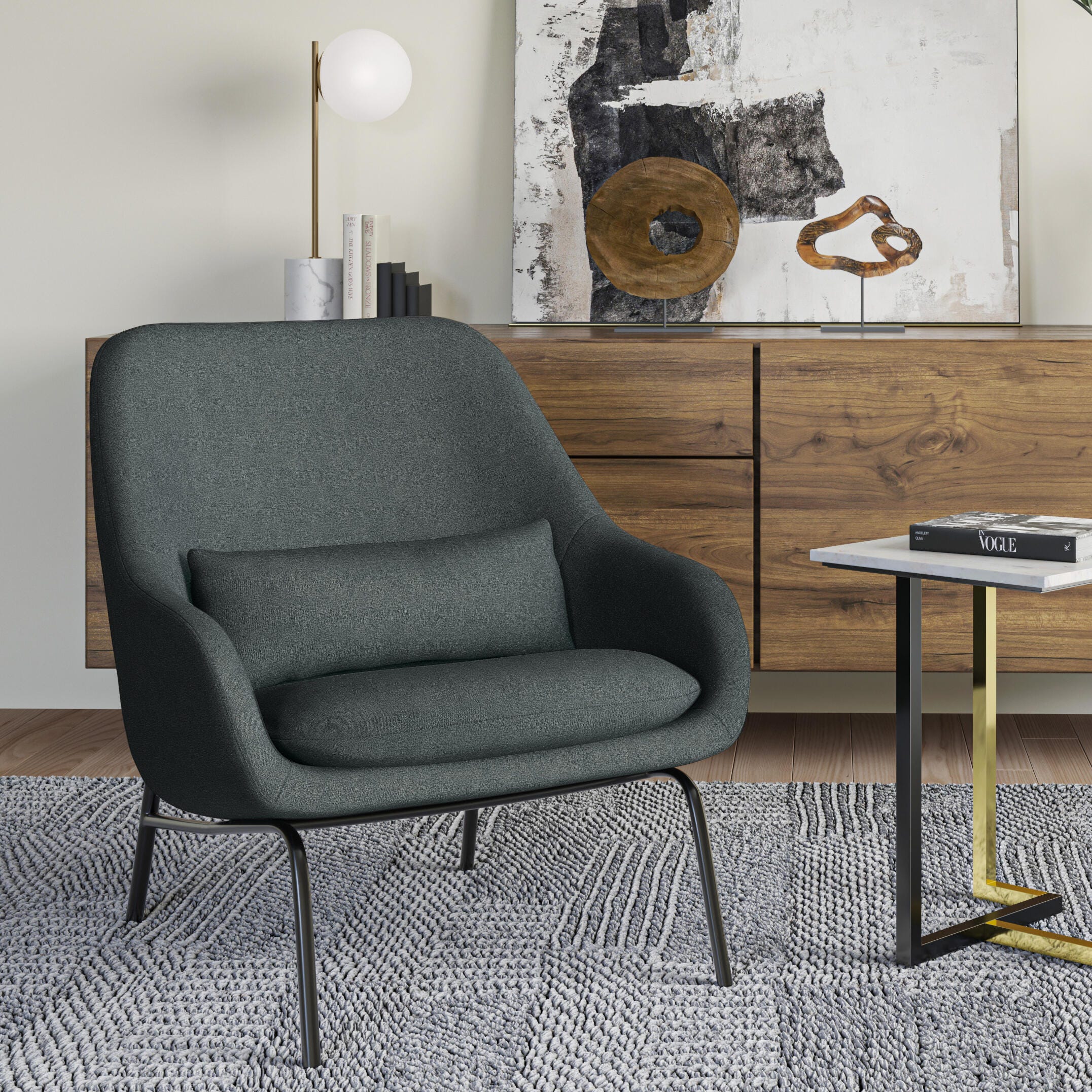 Simpli Home Elmont Accent Chair, Steel Gray, rollover