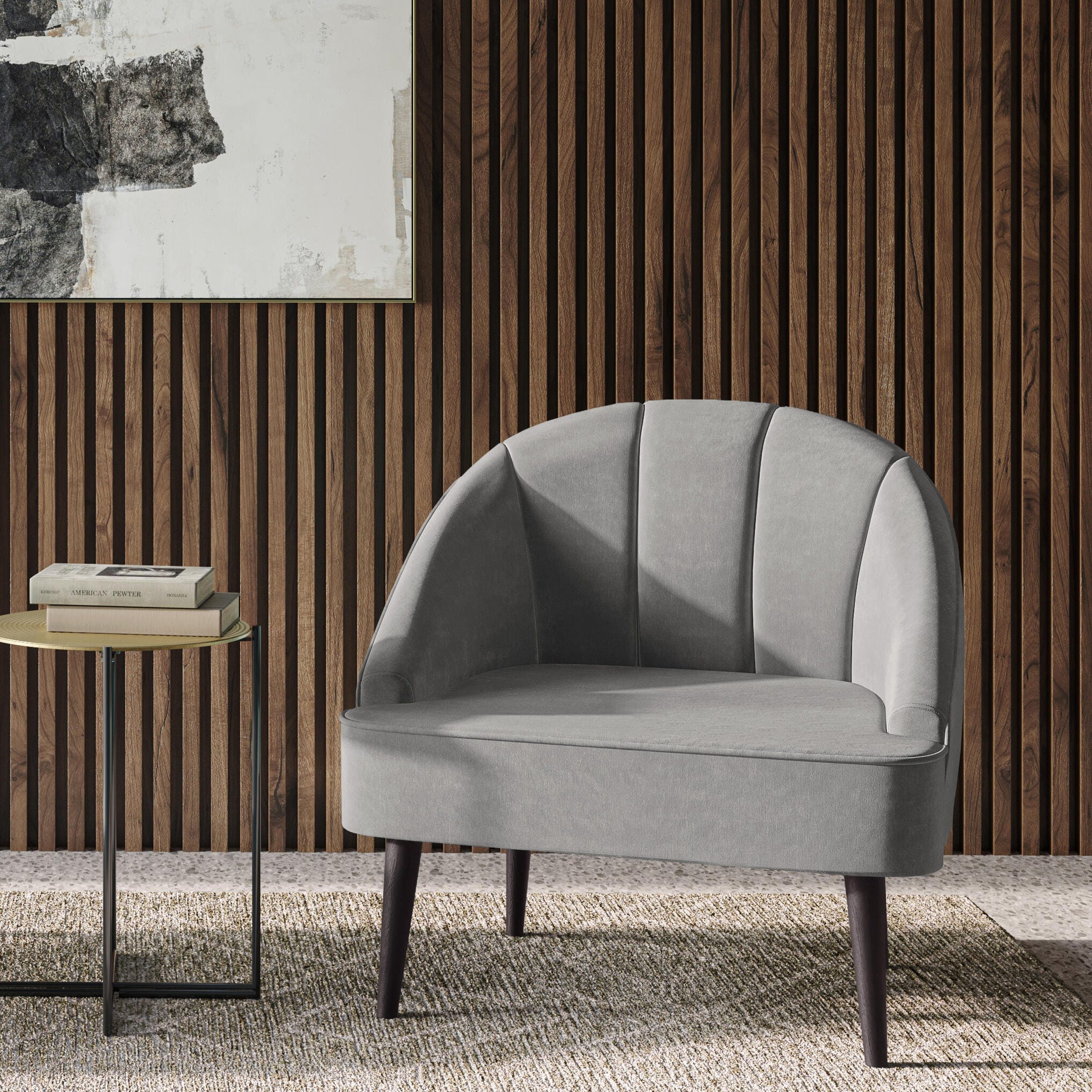 Simpli Home Harrah Accent Chair, Smoky Gray, rollover
