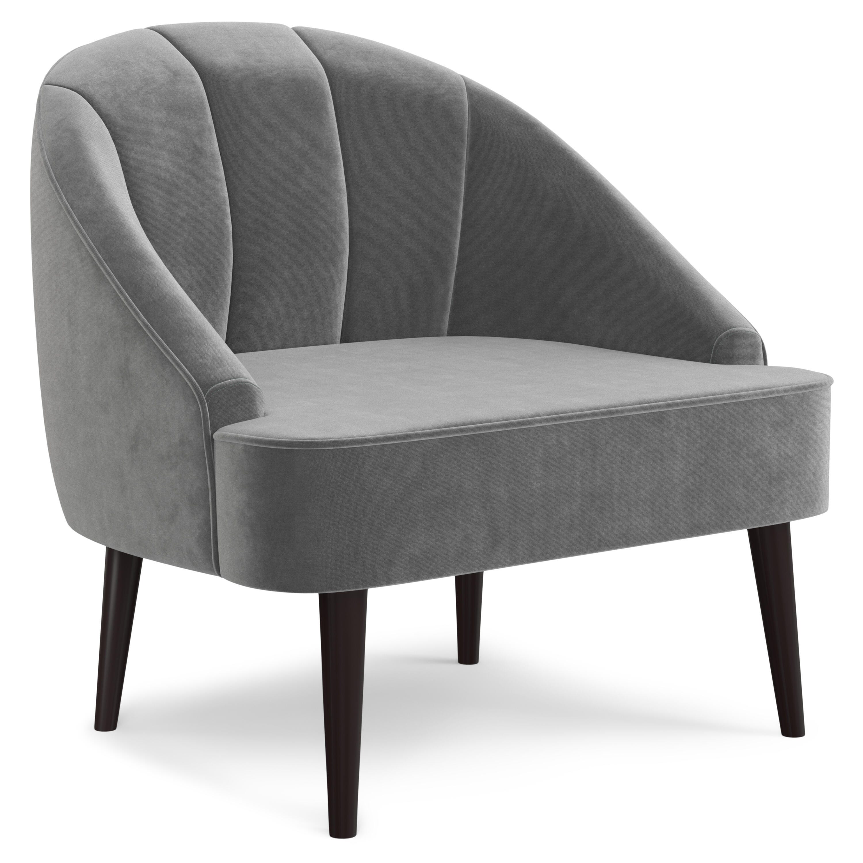Simpli Home Harrah Accent Chair, Smoky Gray, large