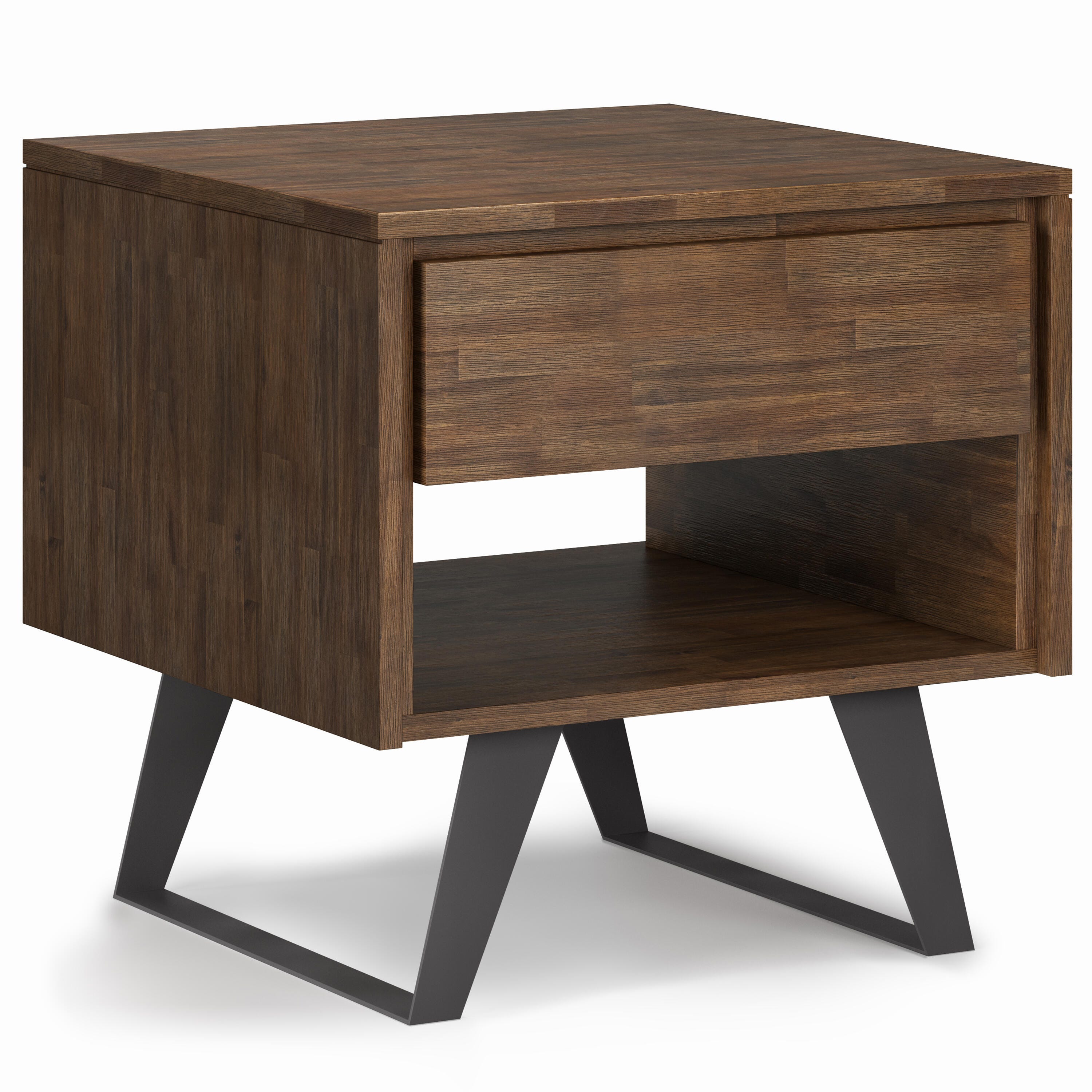 Simpli Home Lowry End Table, Rustic Natural Aged Brown, large