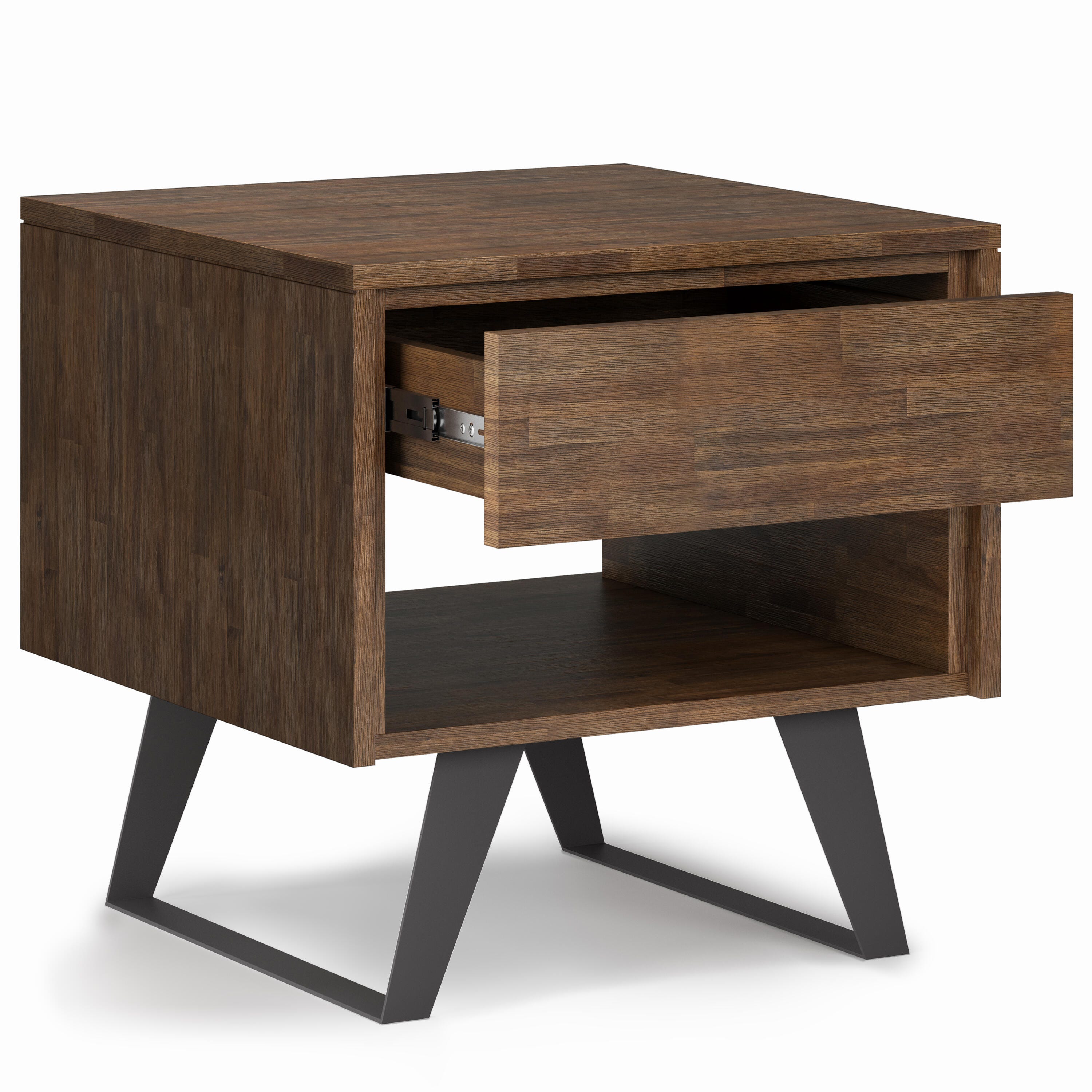 Simpli Home Lowry End Table, Rustic Natural Aged Brown, large