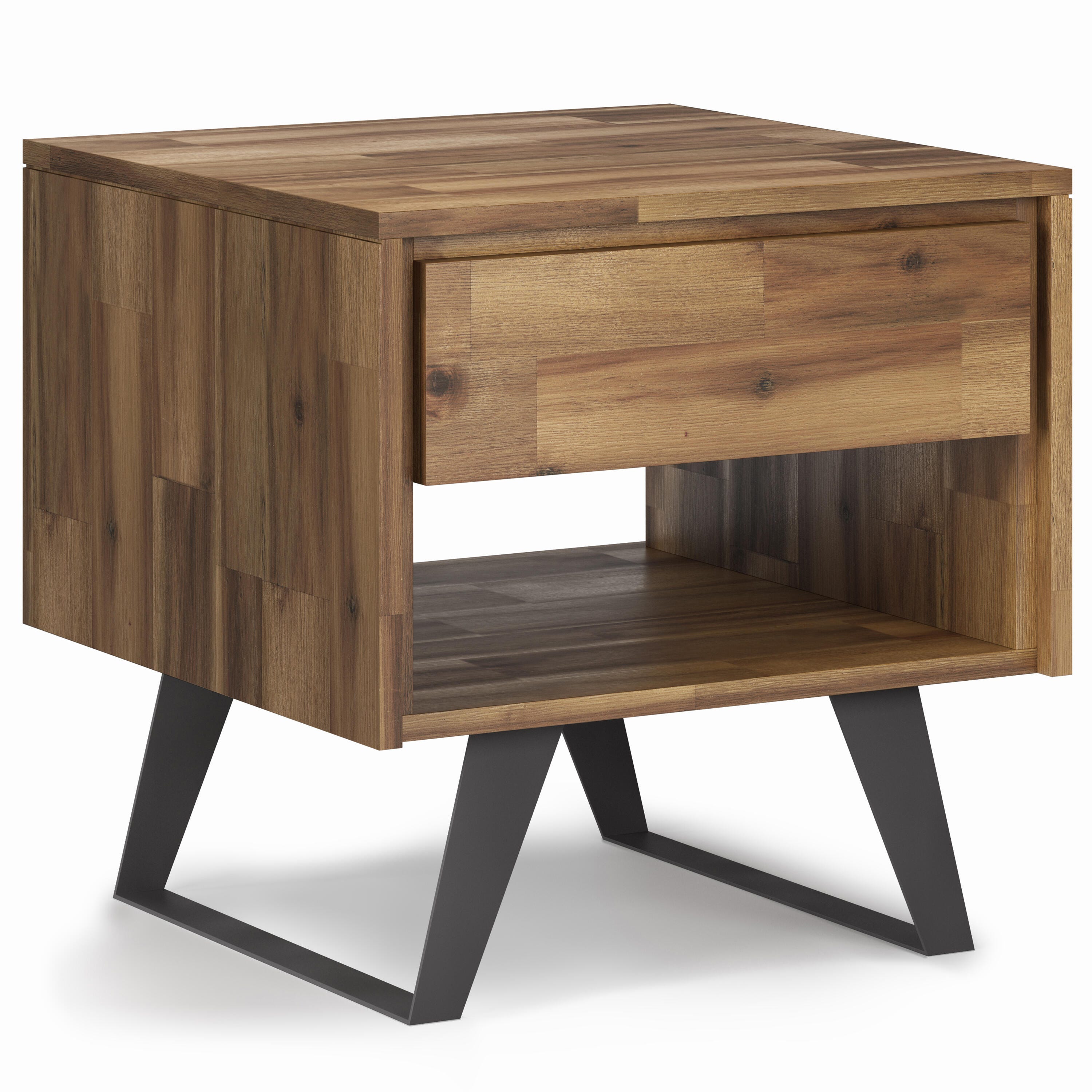 Simpli Home Lowry End Table, Distressed Golden Wheat, large