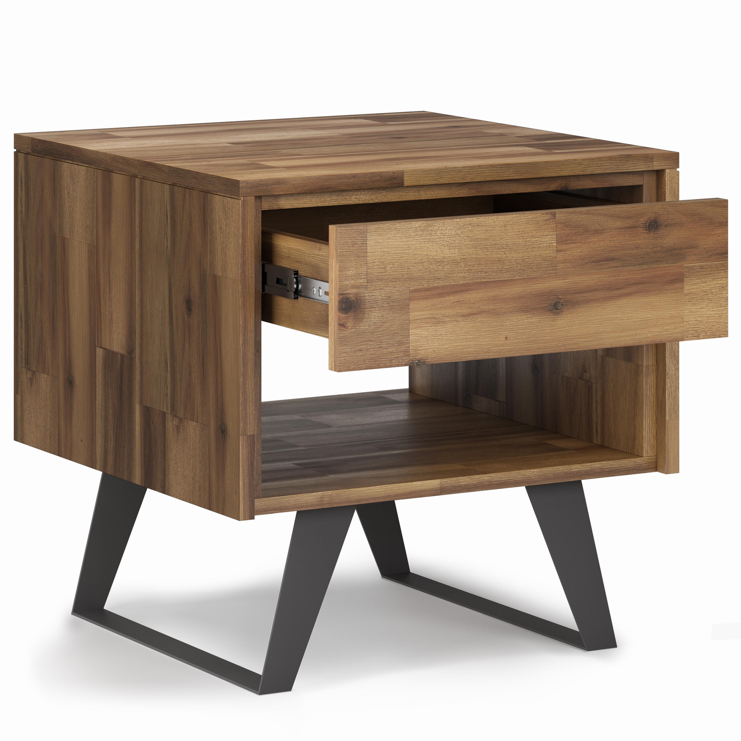 Simpli Home Lowry End Table, Distressed Golden Wheat, large