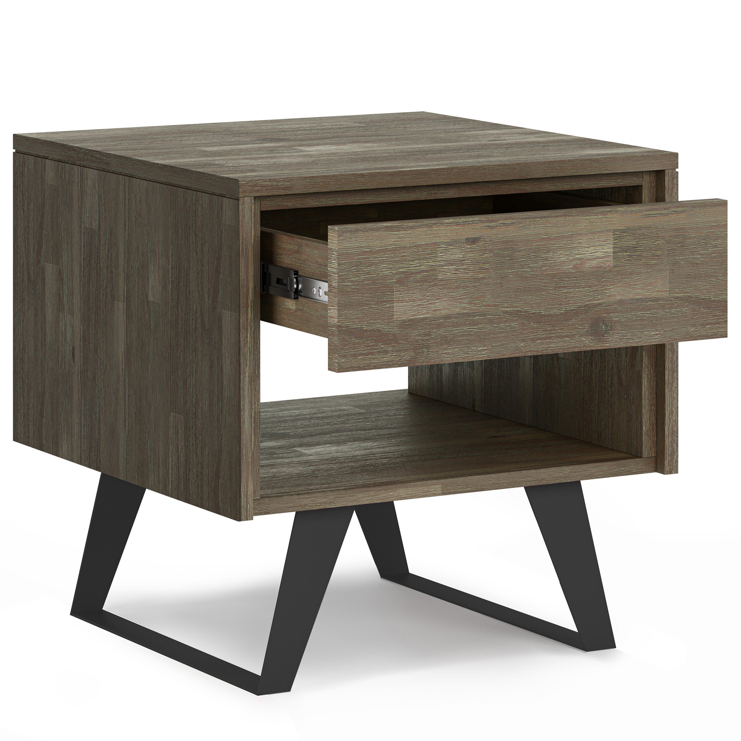 Simpli Home Lowry End Table, Distressed Gray, large